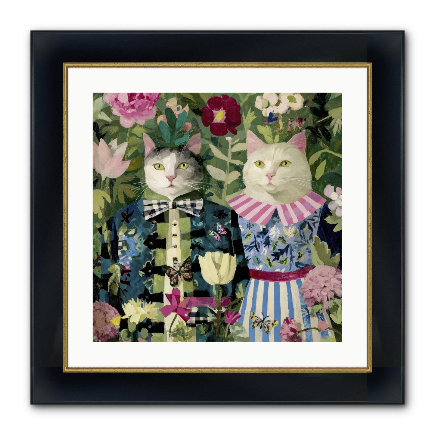 Summer Canvas Framed Print - Wide Black w/Gold 20x20