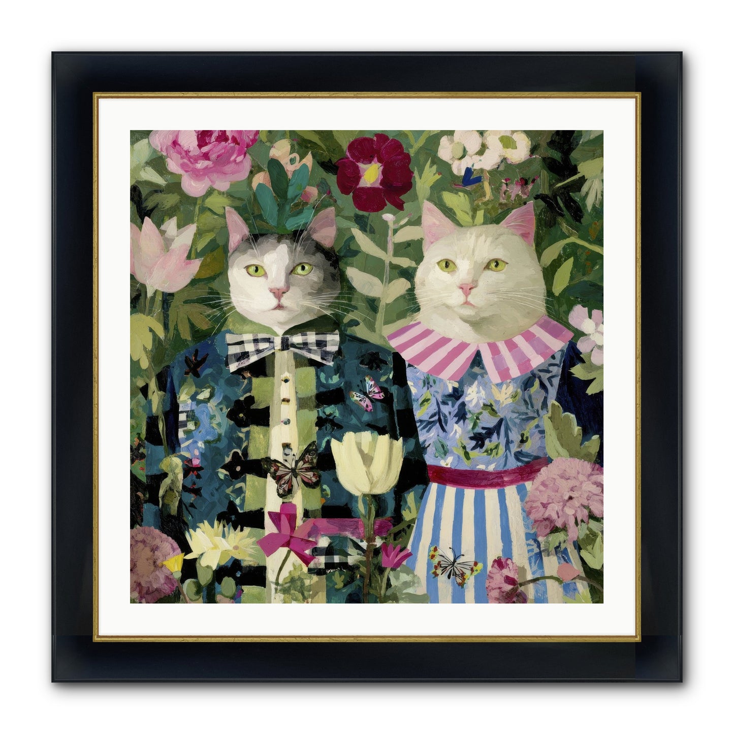 Summer Canvas Framed Print - Wide Black w/Gold 30x30