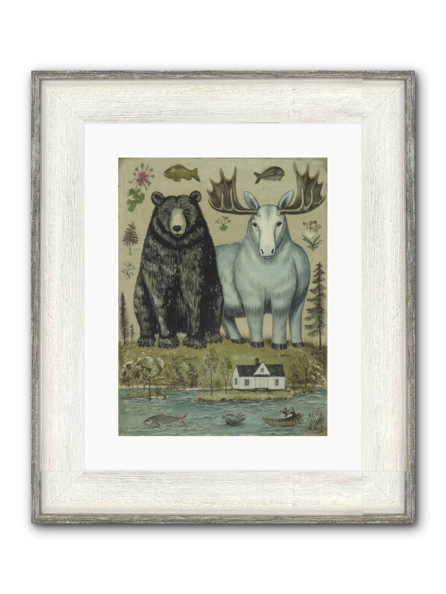Summer Guests Framed Print - Driftwood White 12x16
