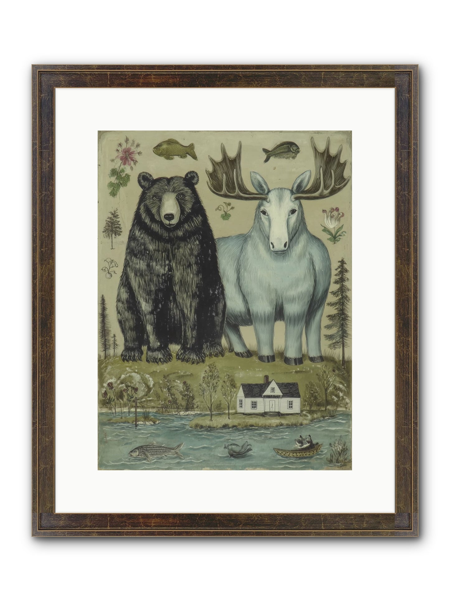 Summer Guests Framed Print - Slimwoods Black/Gold 12x16