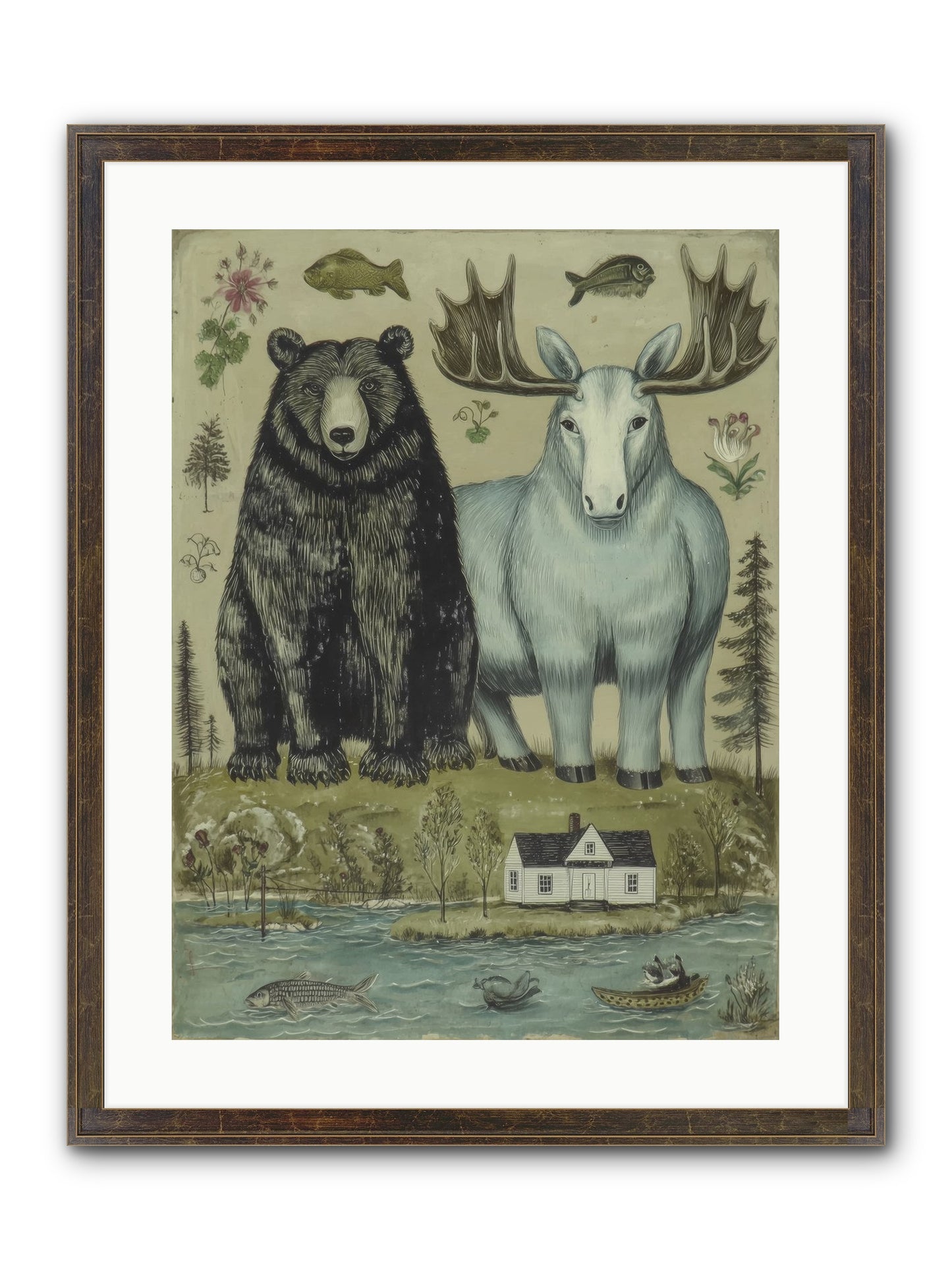 Summer Guests Framed Print - Slimwoods Black/Gold 18x24