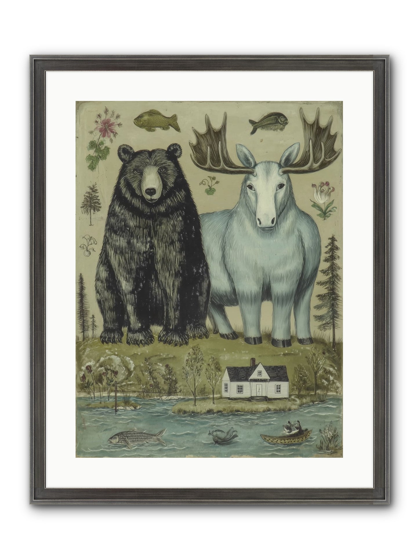 Summer Guests Framed Print - Slimwoods Black/Silver 18x24