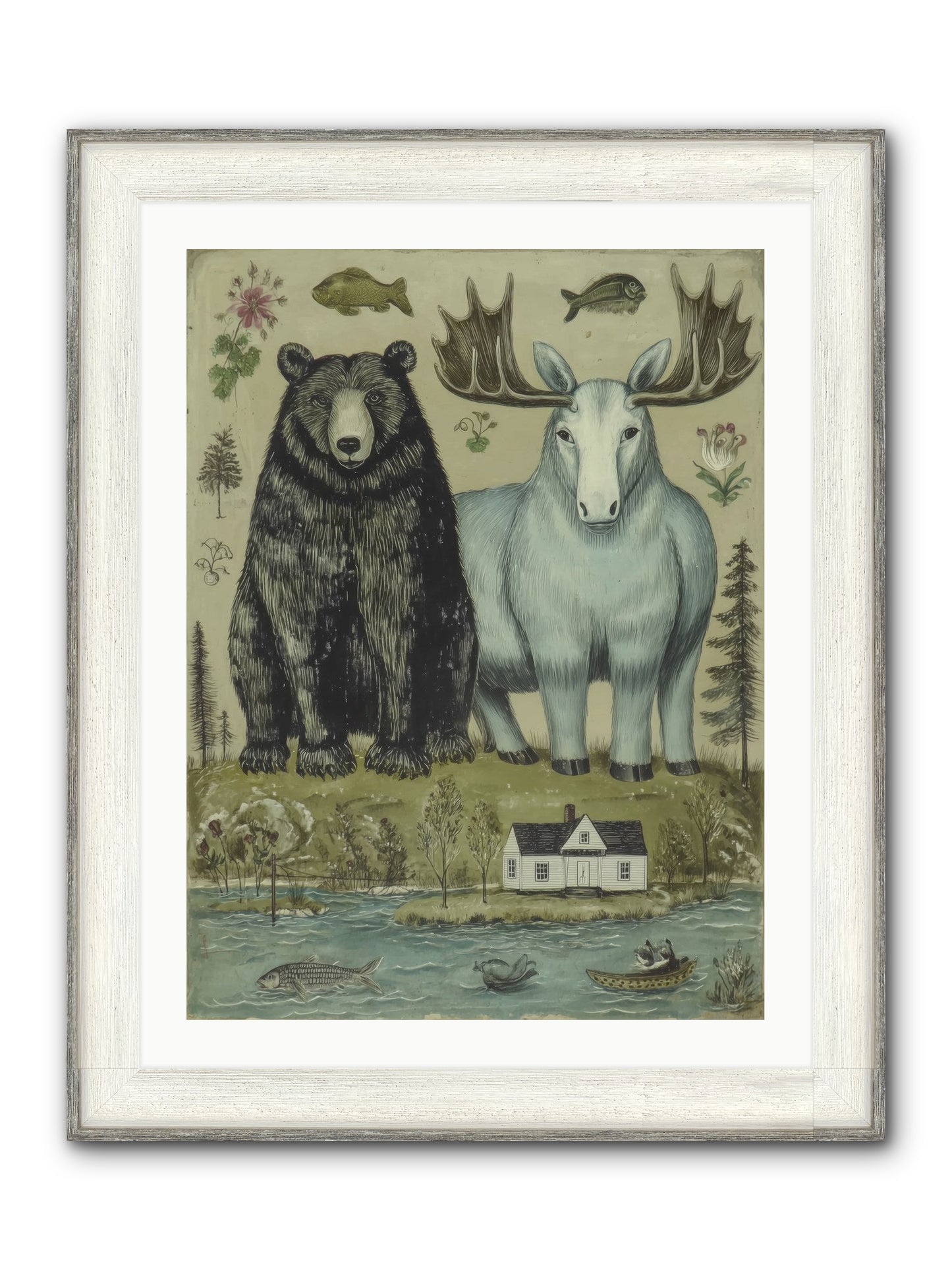 Summer Guests Framed Print - Driftwood White 24x32