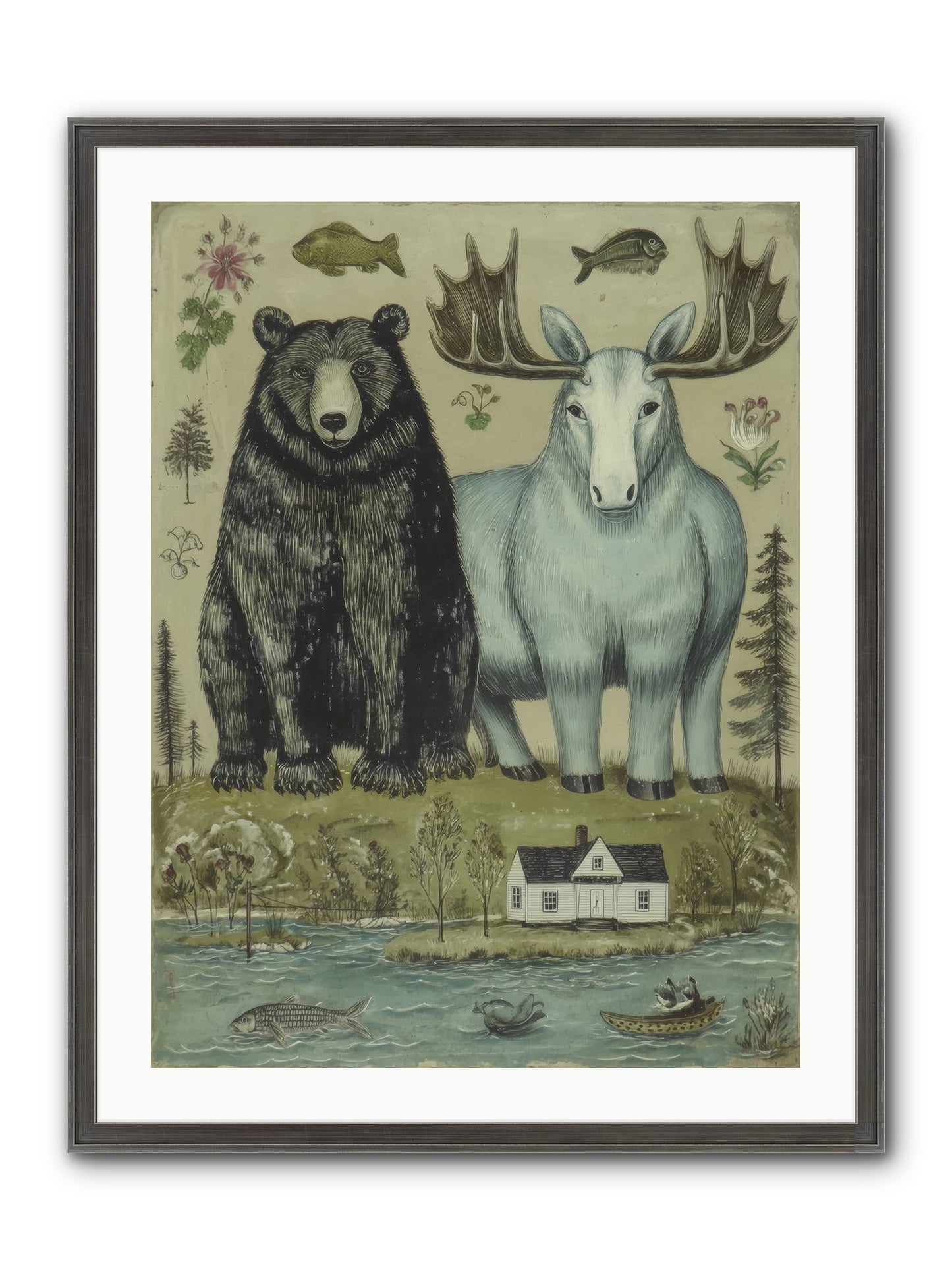 Summer Guests Framed Print - Slimwoods Black/Silver 24x32