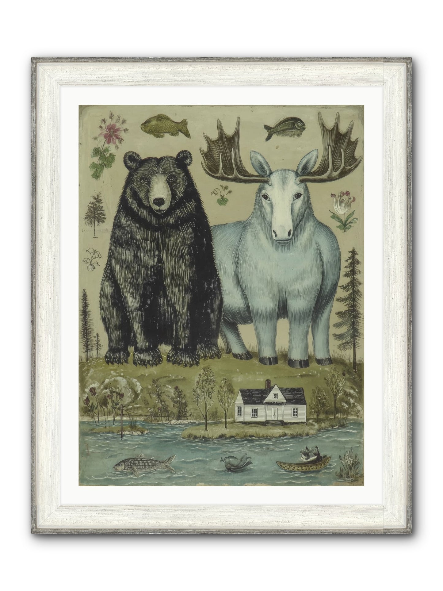 Summer Guests Framed Print - Driftwood White 30x40
