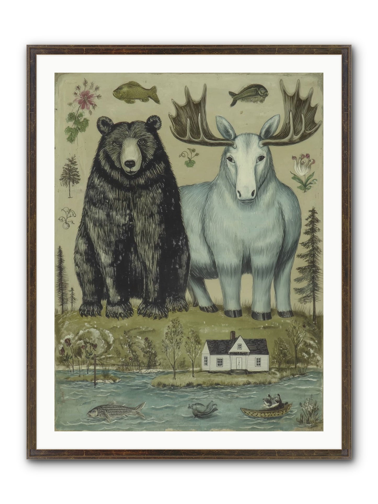 Summer Guests Framed Print - Slimwoods Black/Gold 30x40