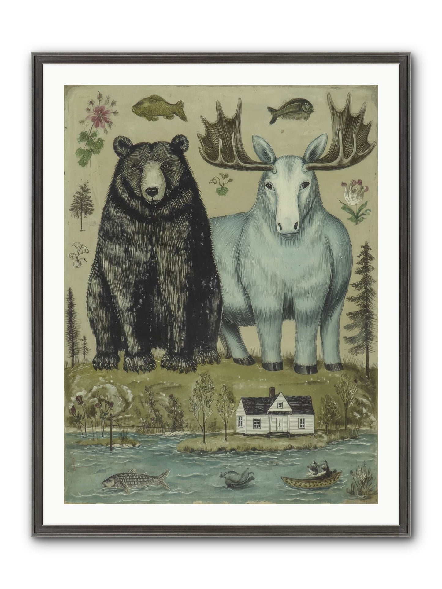 Summer Guests Framed Print - Slimwoods Black/Silver 30x40