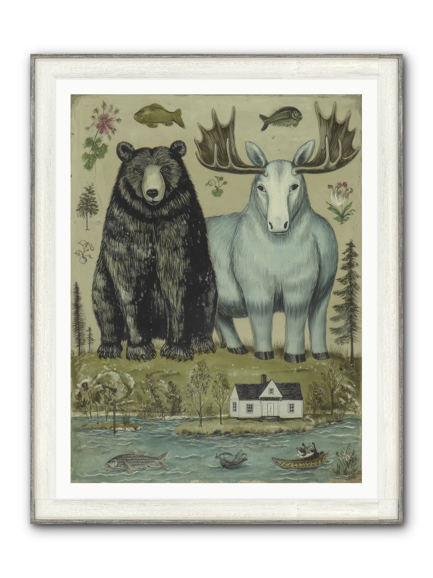 Summer Guests Framed Print - Driftwood White 36x48