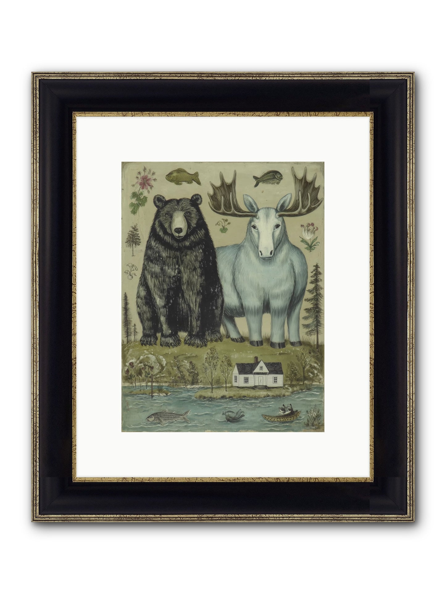Summer Guests Framed Print - Black & Gold 9x12