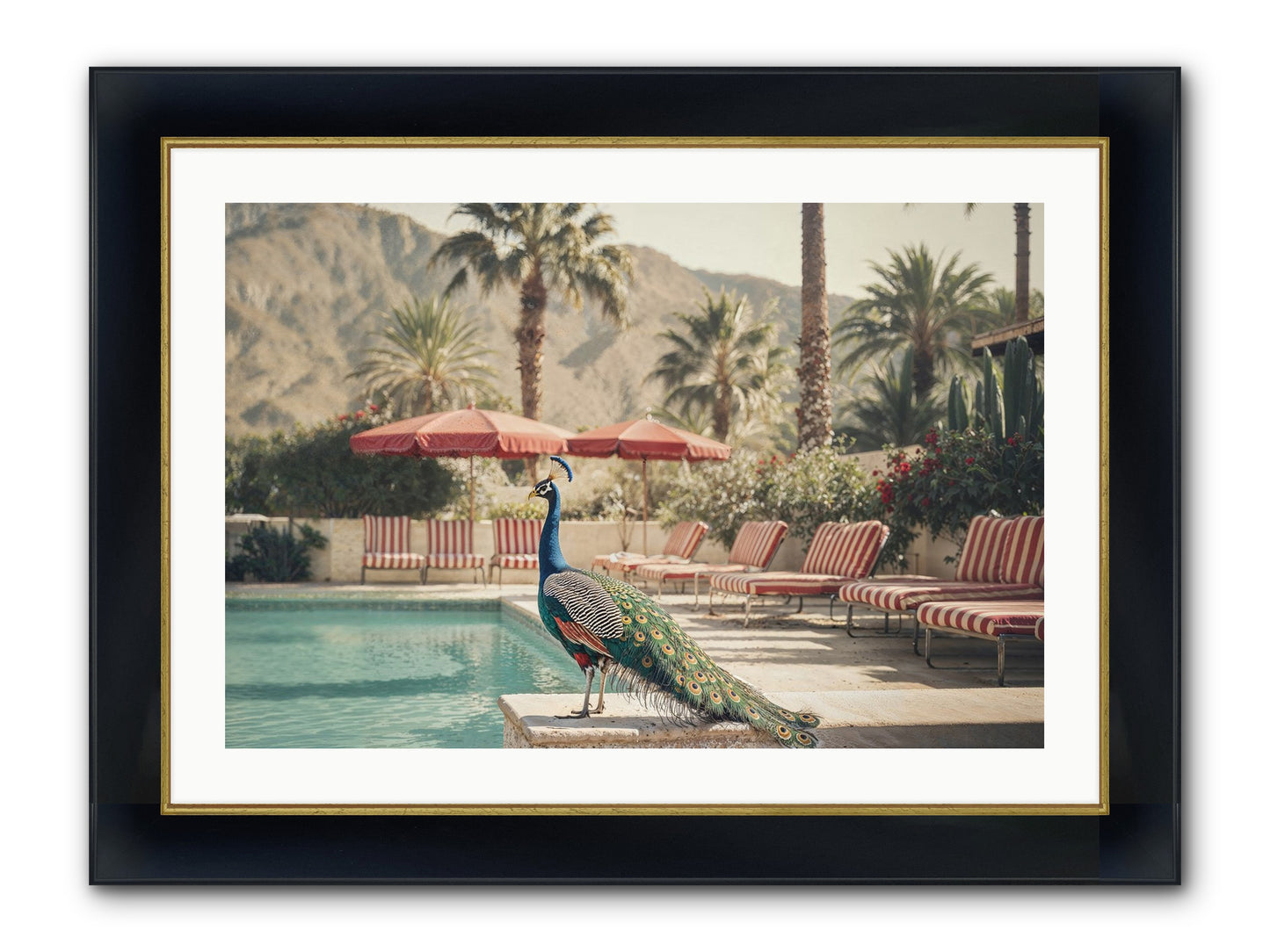 Summer In The Riviera Framed Print - Wide Black w/Gold 30x20