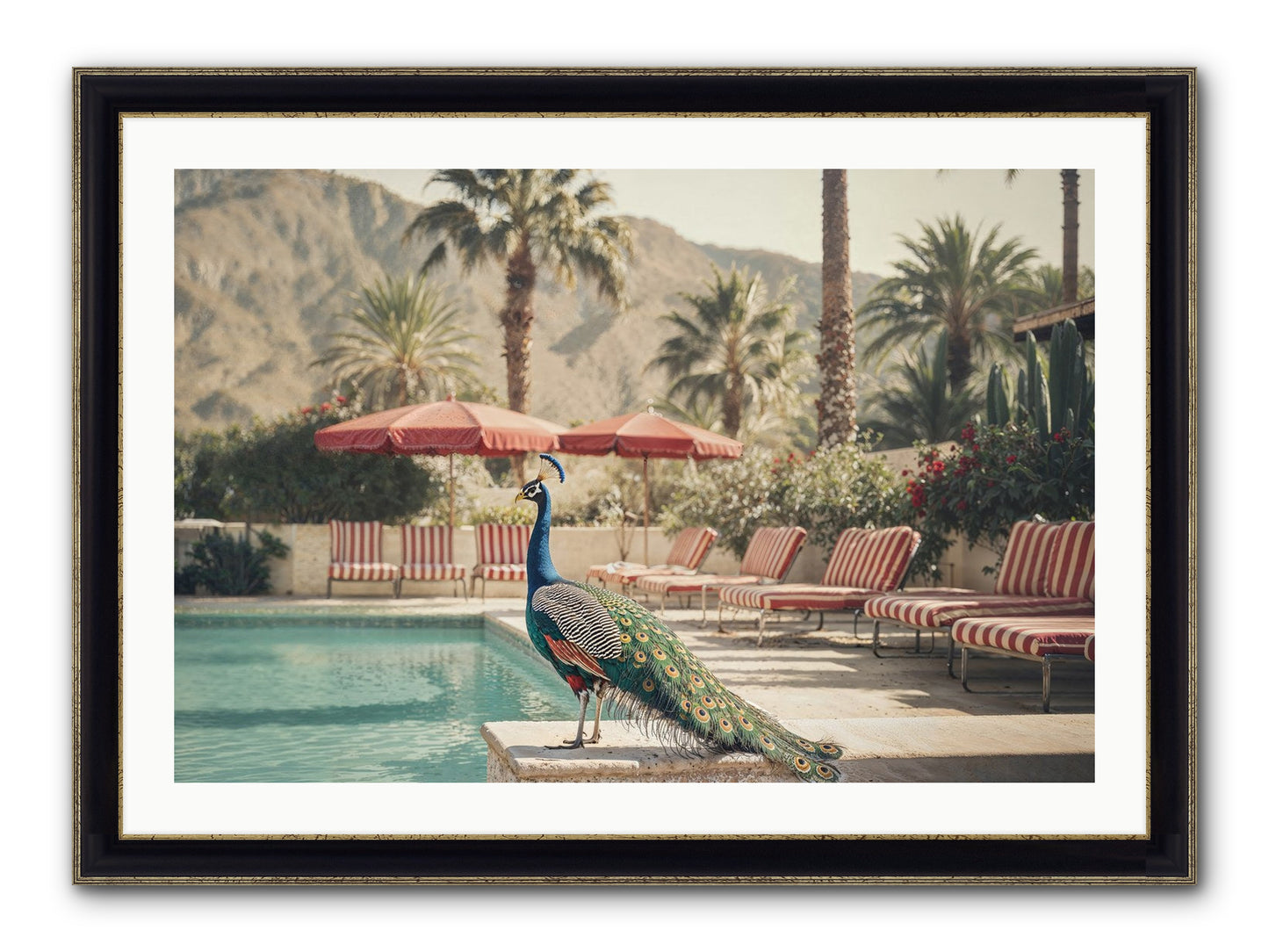 Summer In The Riviera Framed Print - Black & Gold 36x24