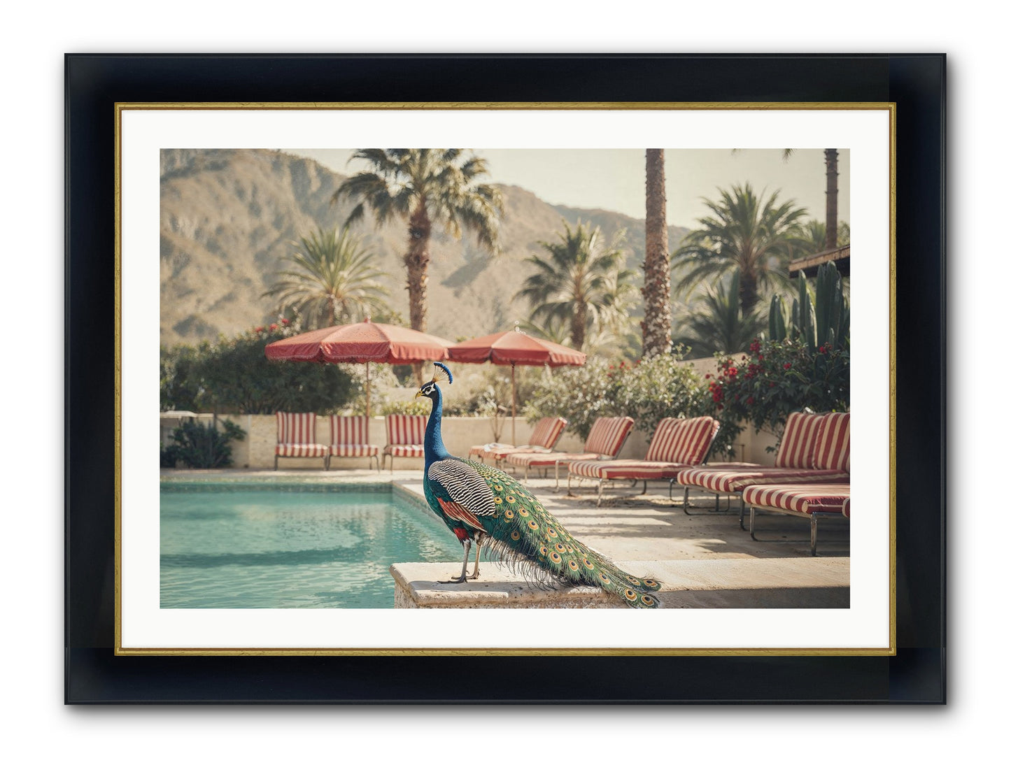 Summer In The Riviera Framed Print - Wide Black w/Gold 36x24