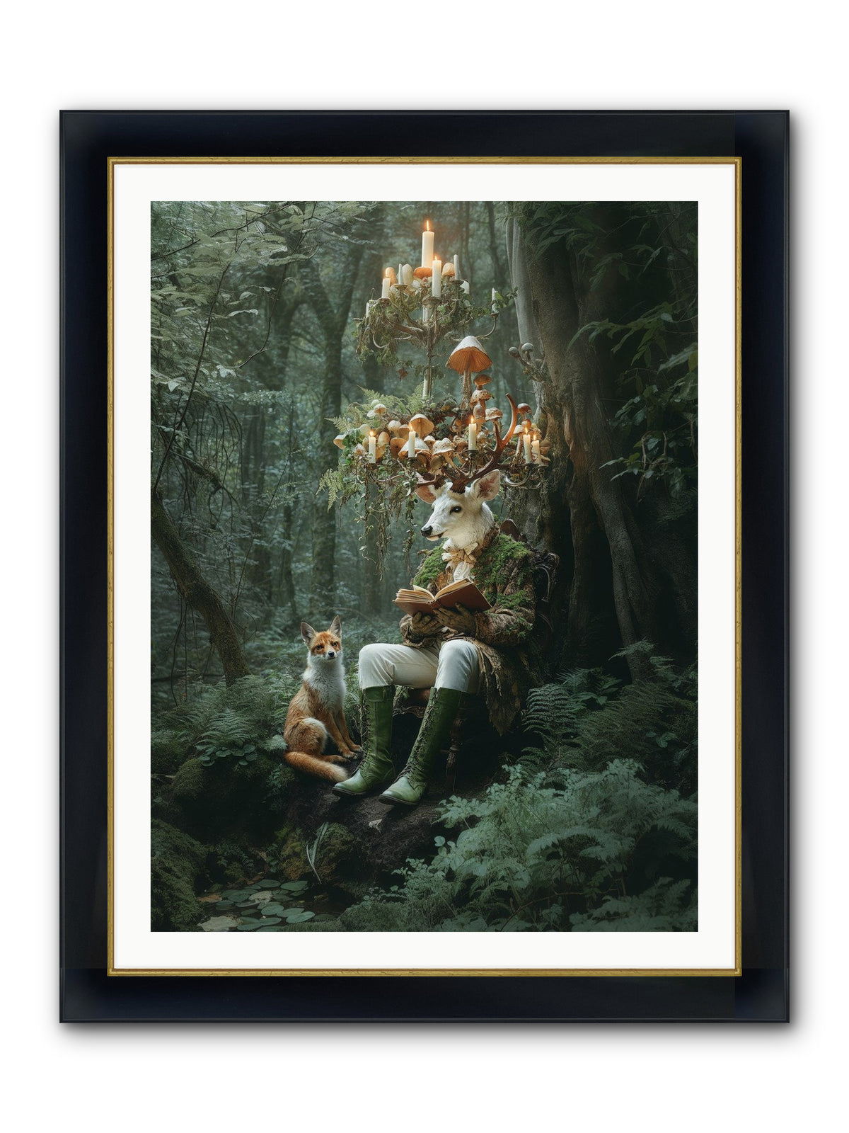 Summer Knows Secret Places Framed Print - Wide Black w/Gold 30x40