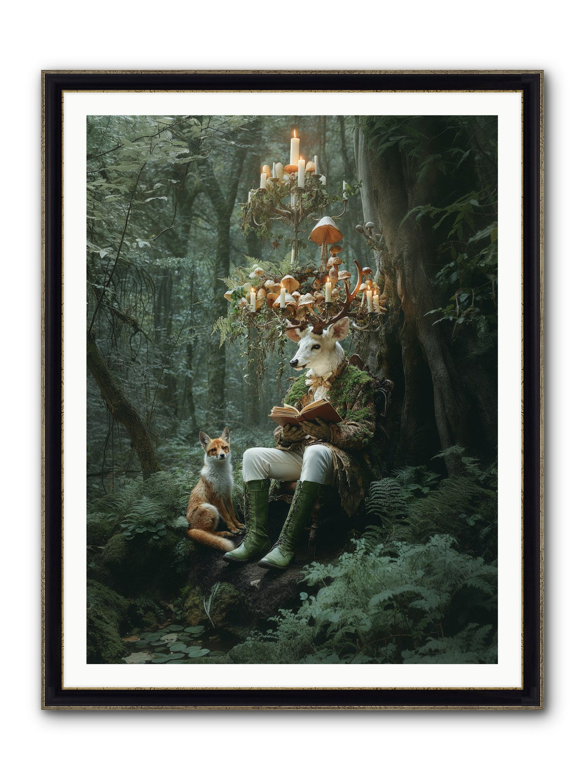 Summer Knows Secret Places Framed Print - Black & Gold 36x48