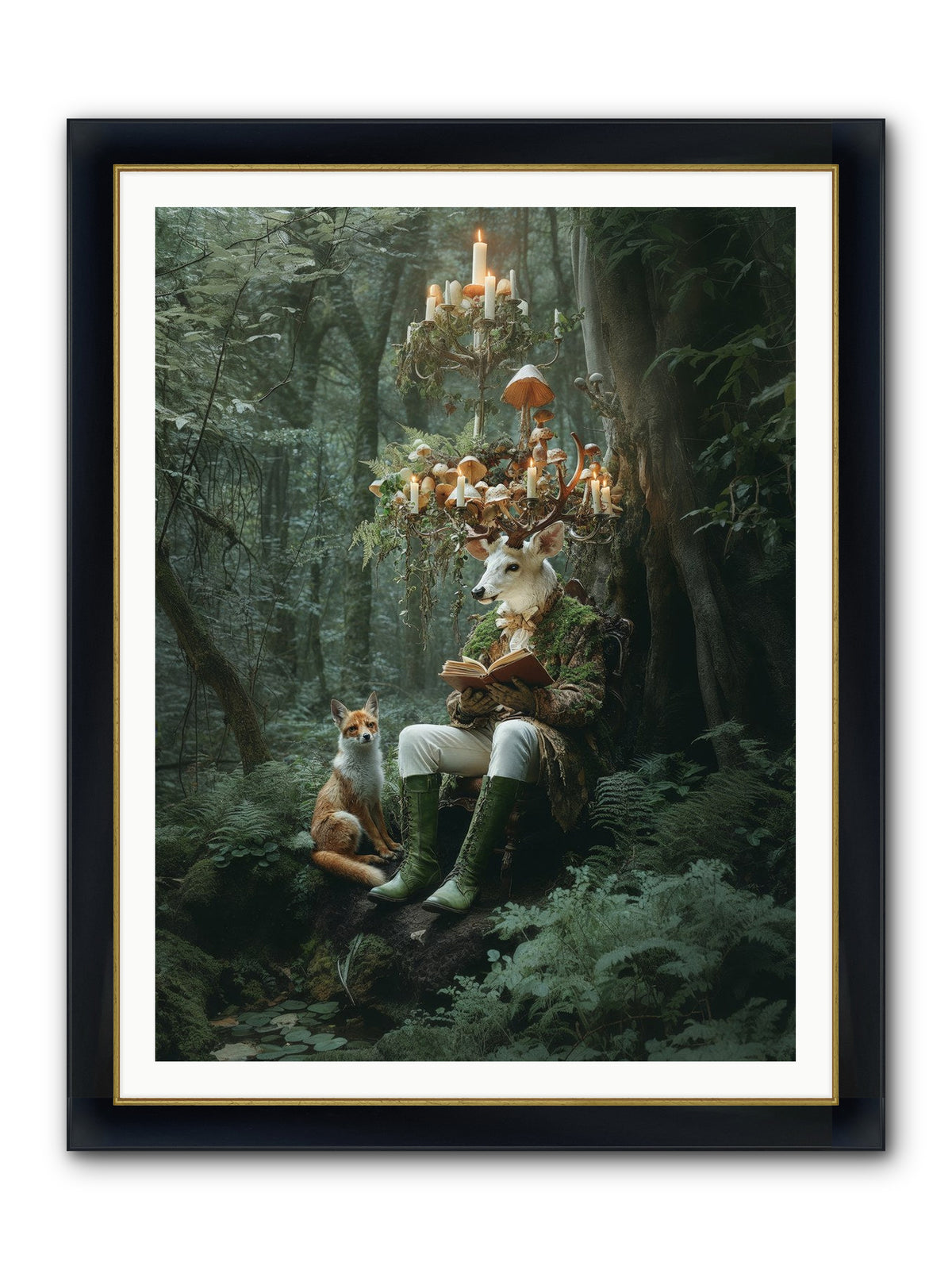 Summer Knows Secret Places Framed Print - Wide Black w/Gold 36x48