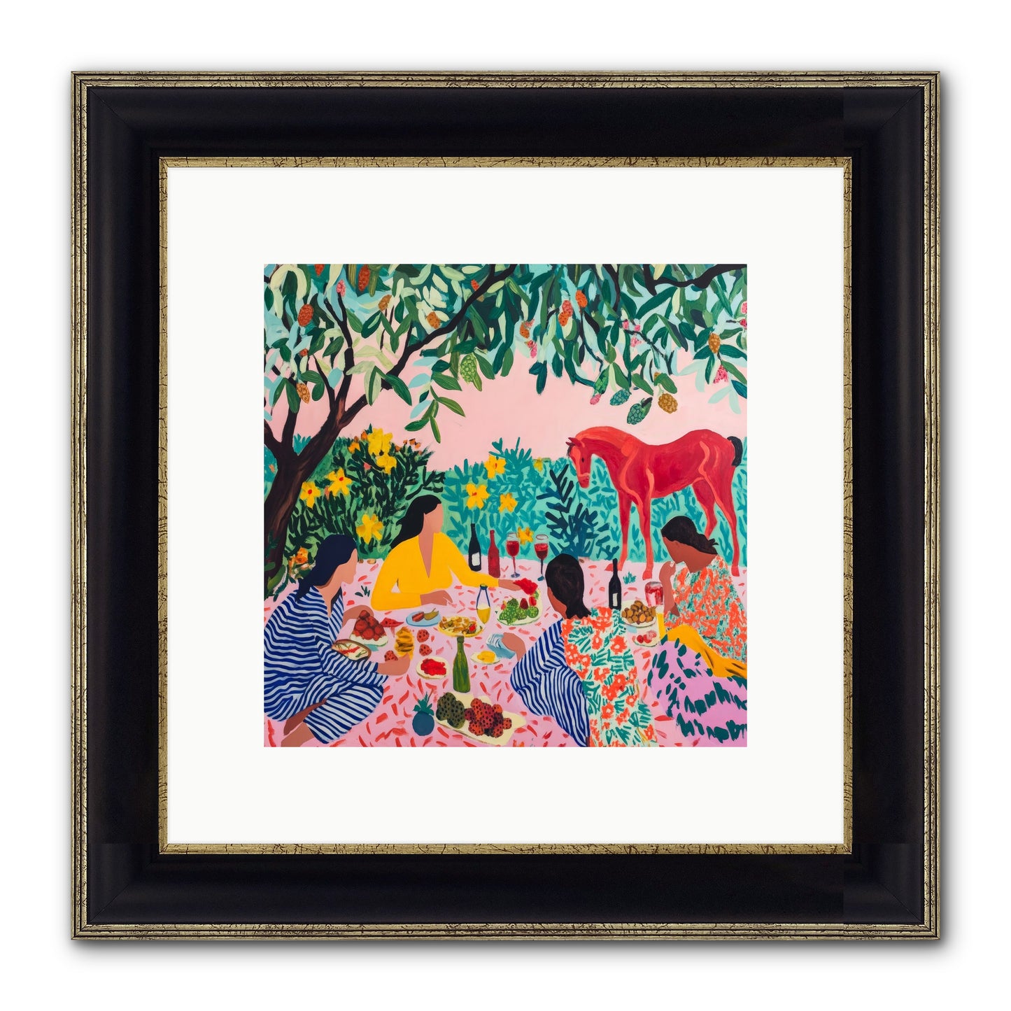 Summer Lingers Framed Print - Black & Gold 10x10