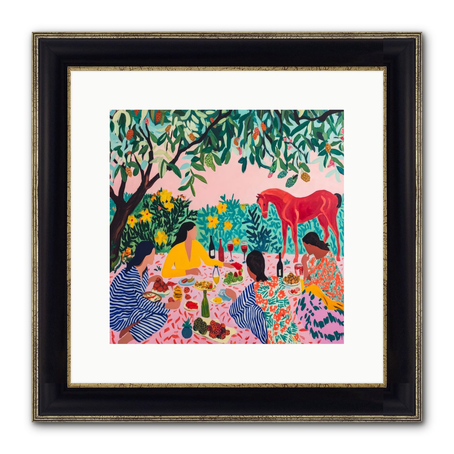 Summer Lingers Framed Print - Black & Gold 12x12