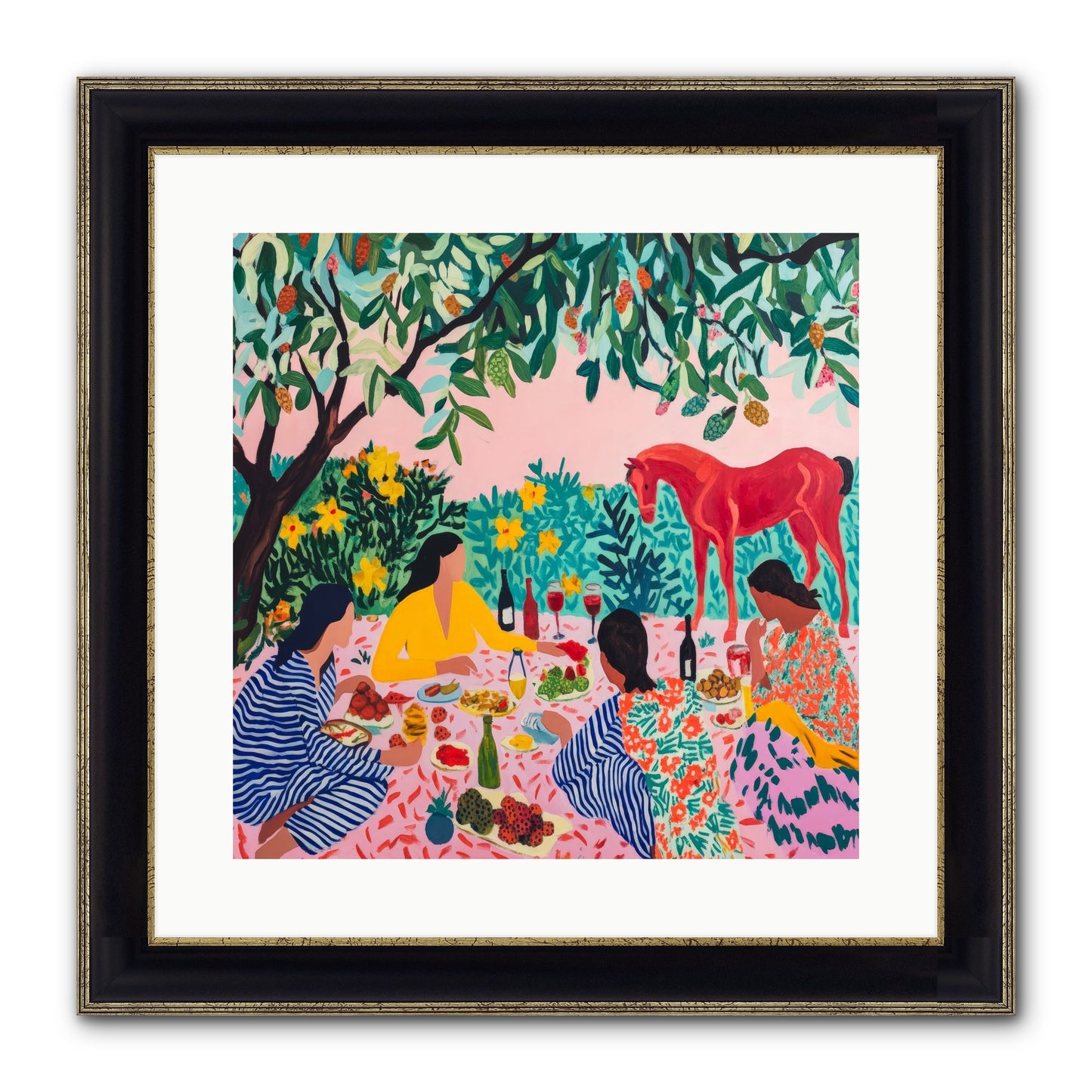 Summer Lingers Framed Print - Black & Gold 16x16
