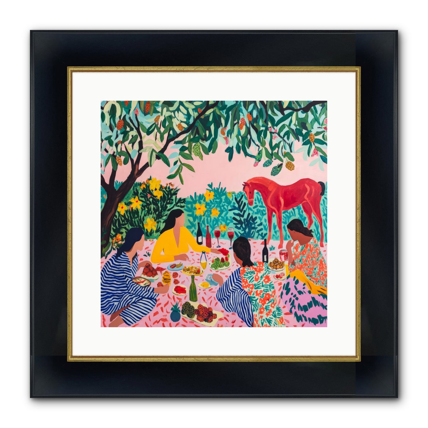 Summer Lingers Framed Print - Wide Black w/Gold 16x16