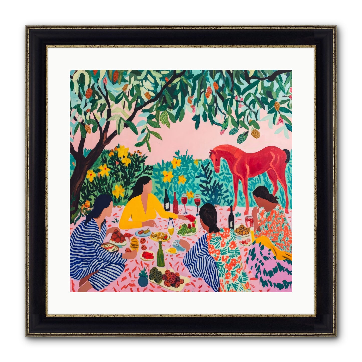 Summer Lingers Framed Print - Black & Gold 20x20
