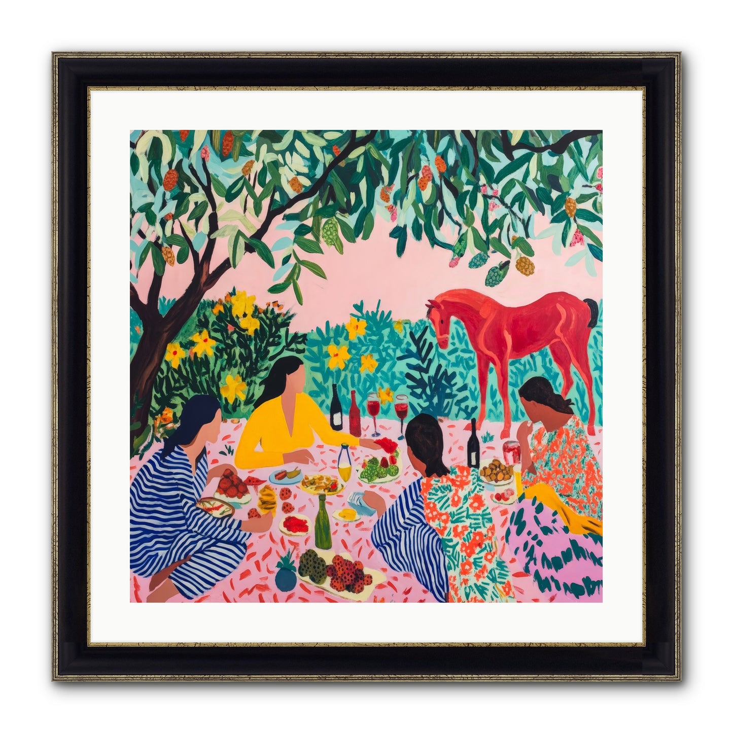 Summer Lingers Framed Print - Black & Gold 24x24