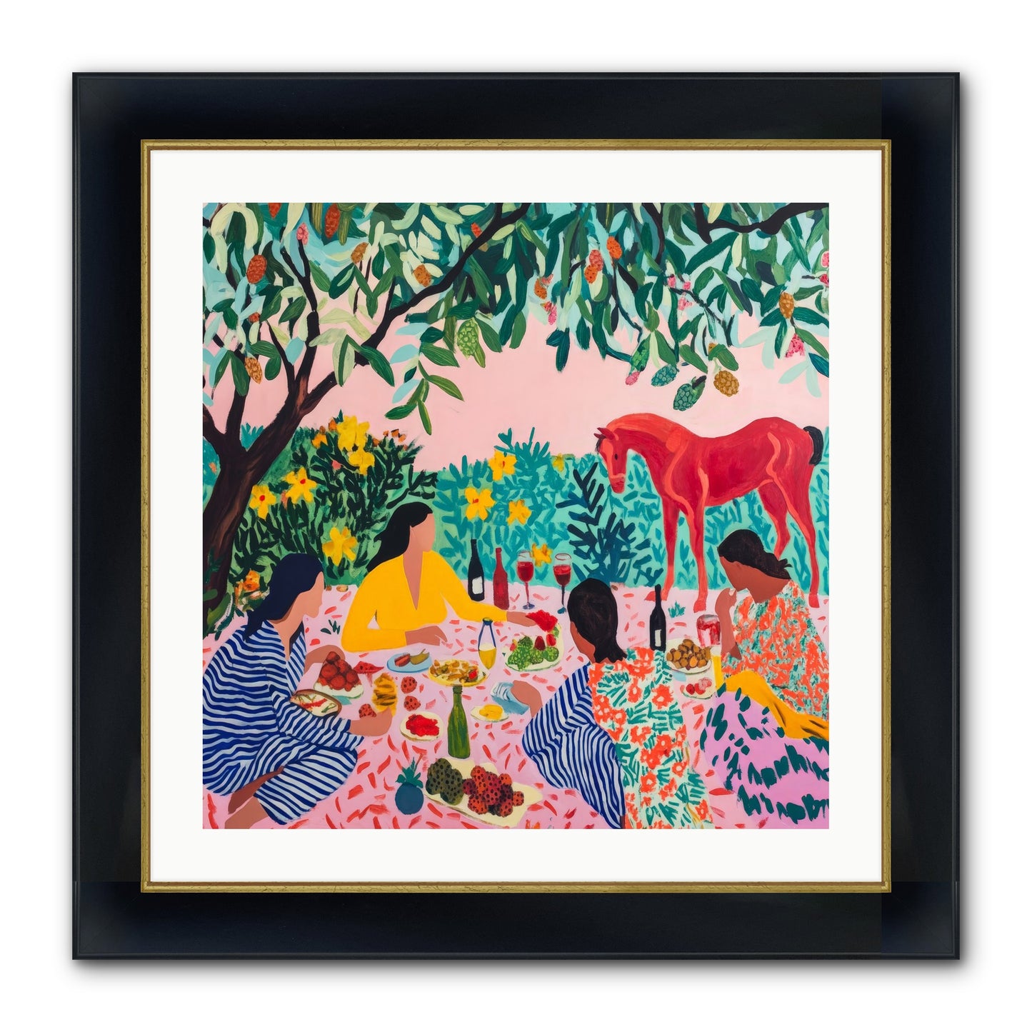 Summer Lingers Framed Print - Wide Black w/Gold 24x24