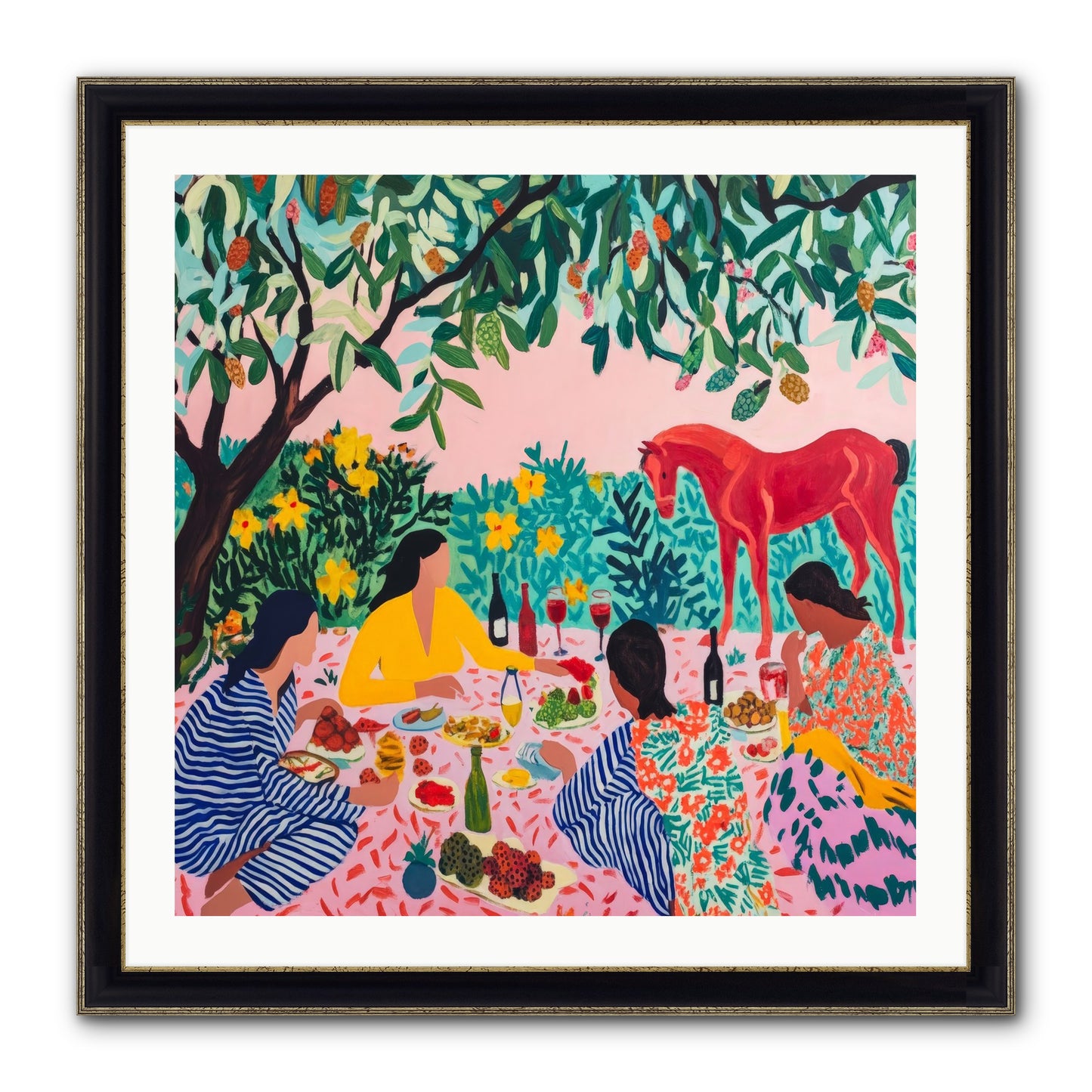 Summer Lingers Framed Print - Black & Gold 30x30