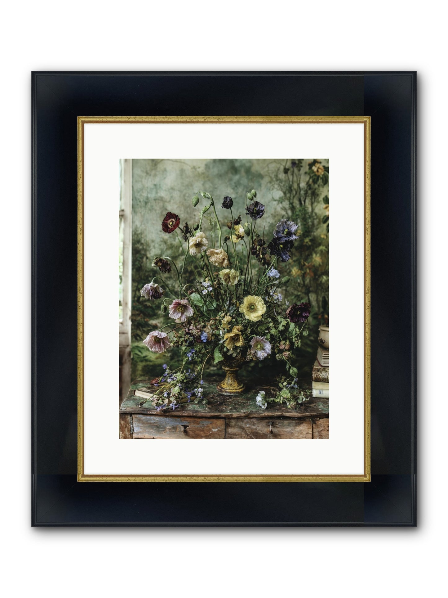 Summer Lustre Framed Print - Wide Black w/Gold 12x16