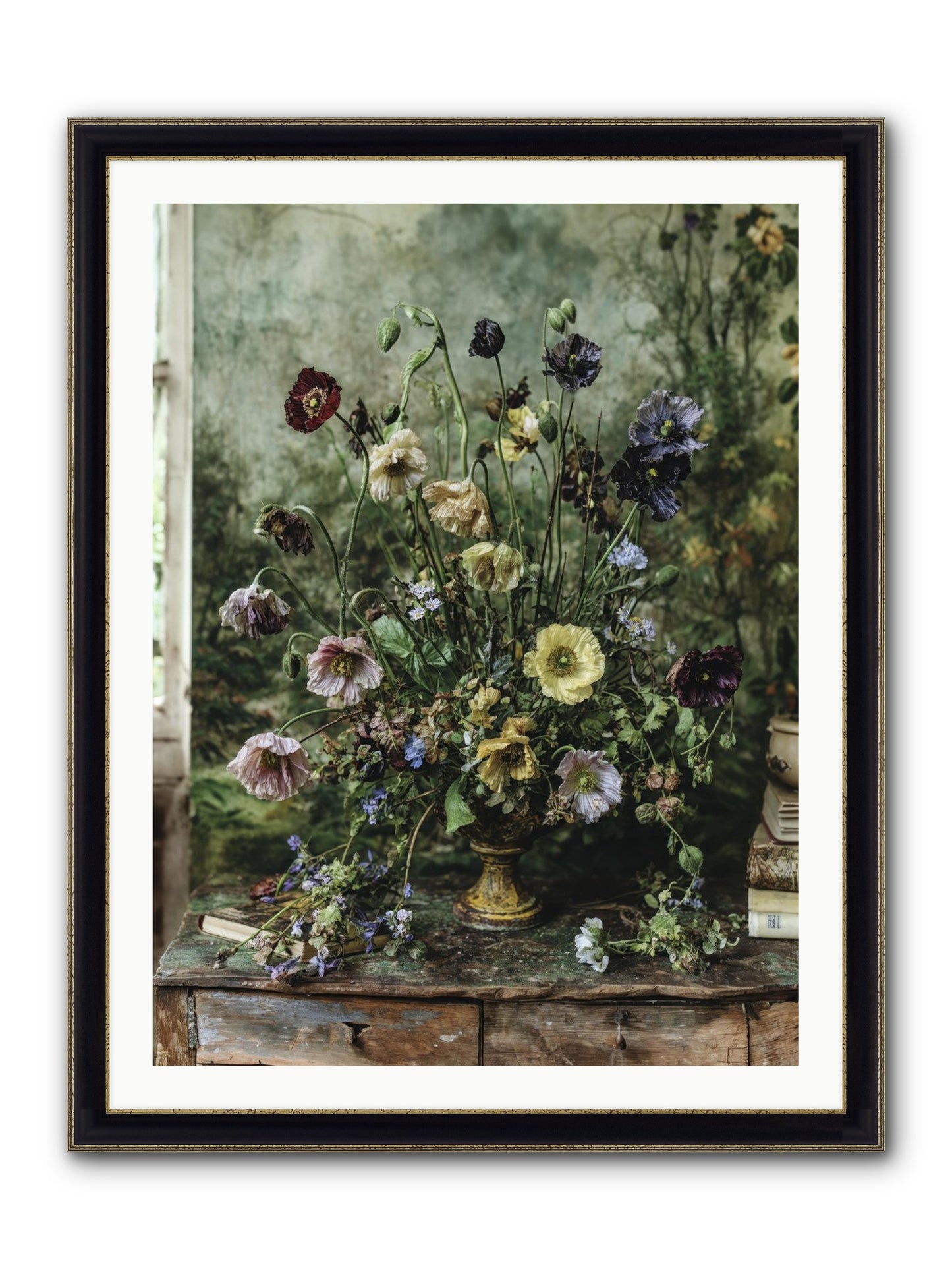 Summer Lustre Framed Print - Black & Gold 30x40