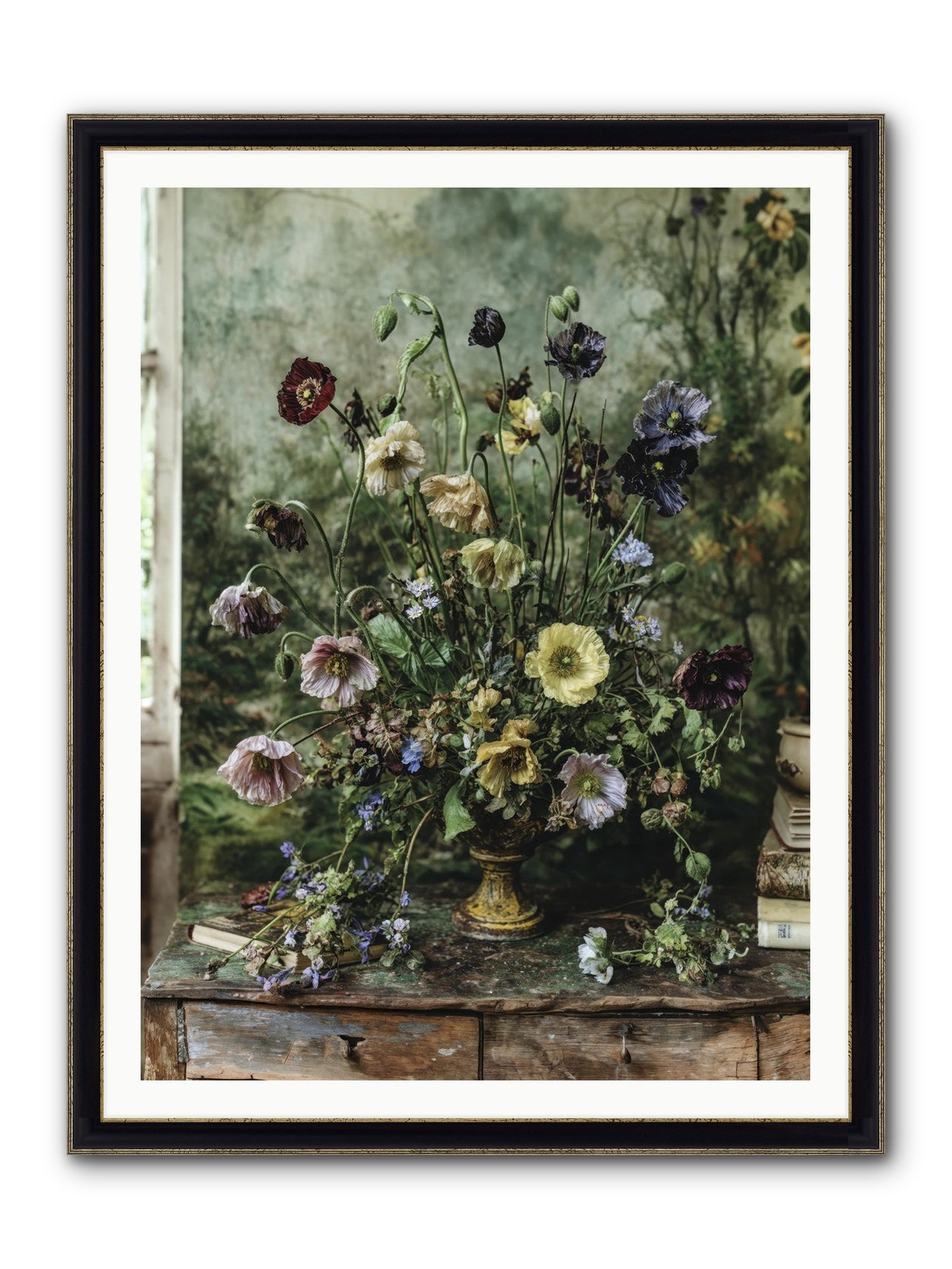 Summer Lustre Framed Print - Black & Gold 36x48