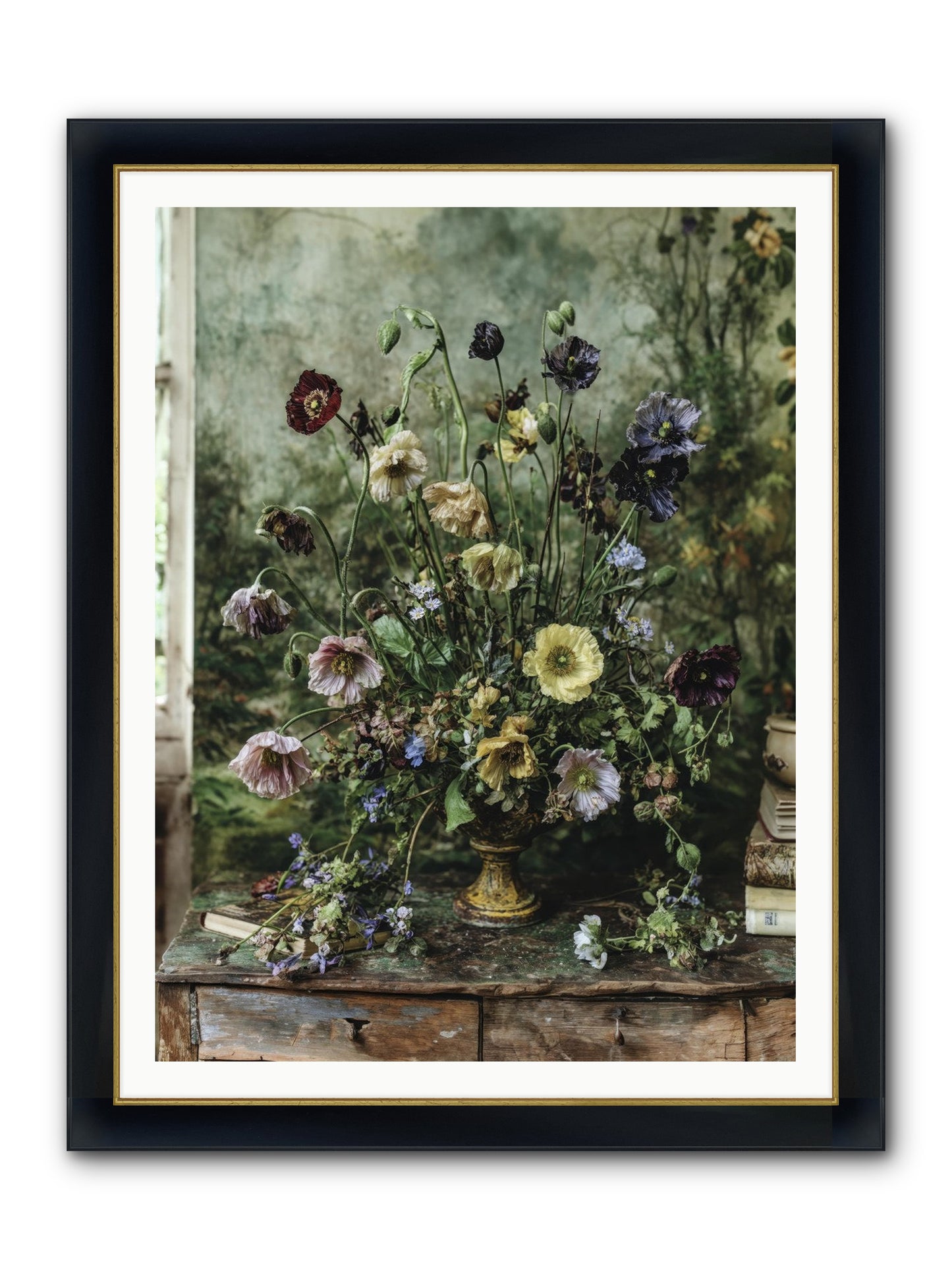 Summer Lustre Framed Print - Wide Black w/Gold 36x48