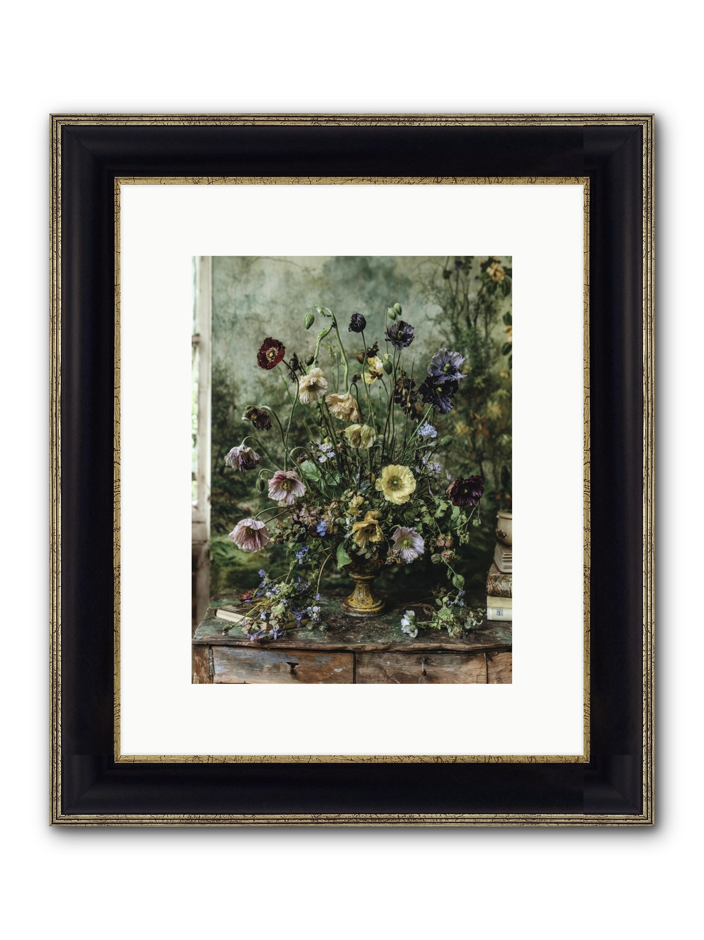 Summer Lustre Framed Print - Black & Gold 9x12
