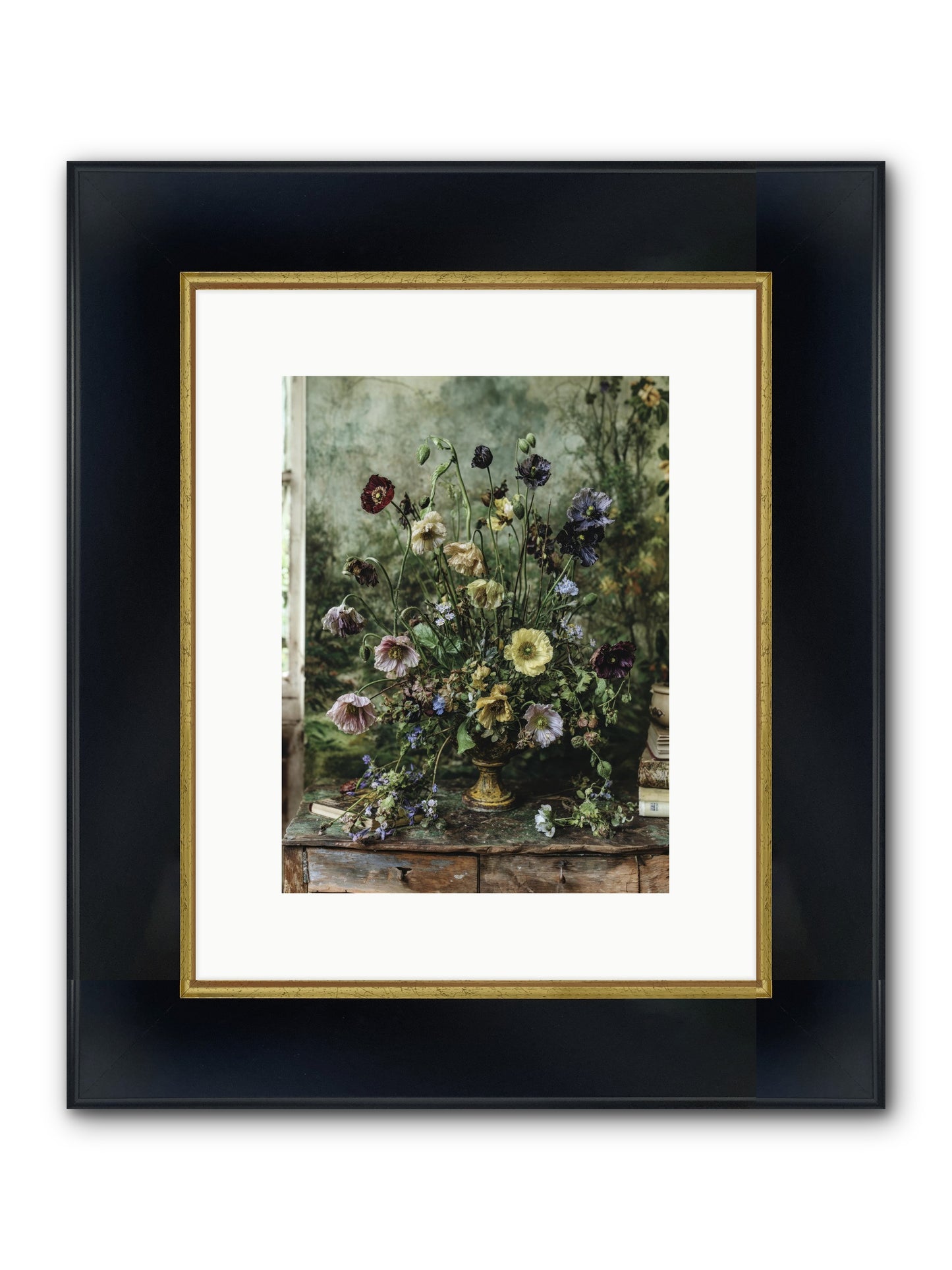 Summer Lustre Framed Print - Wide Black w/Gold 9x12