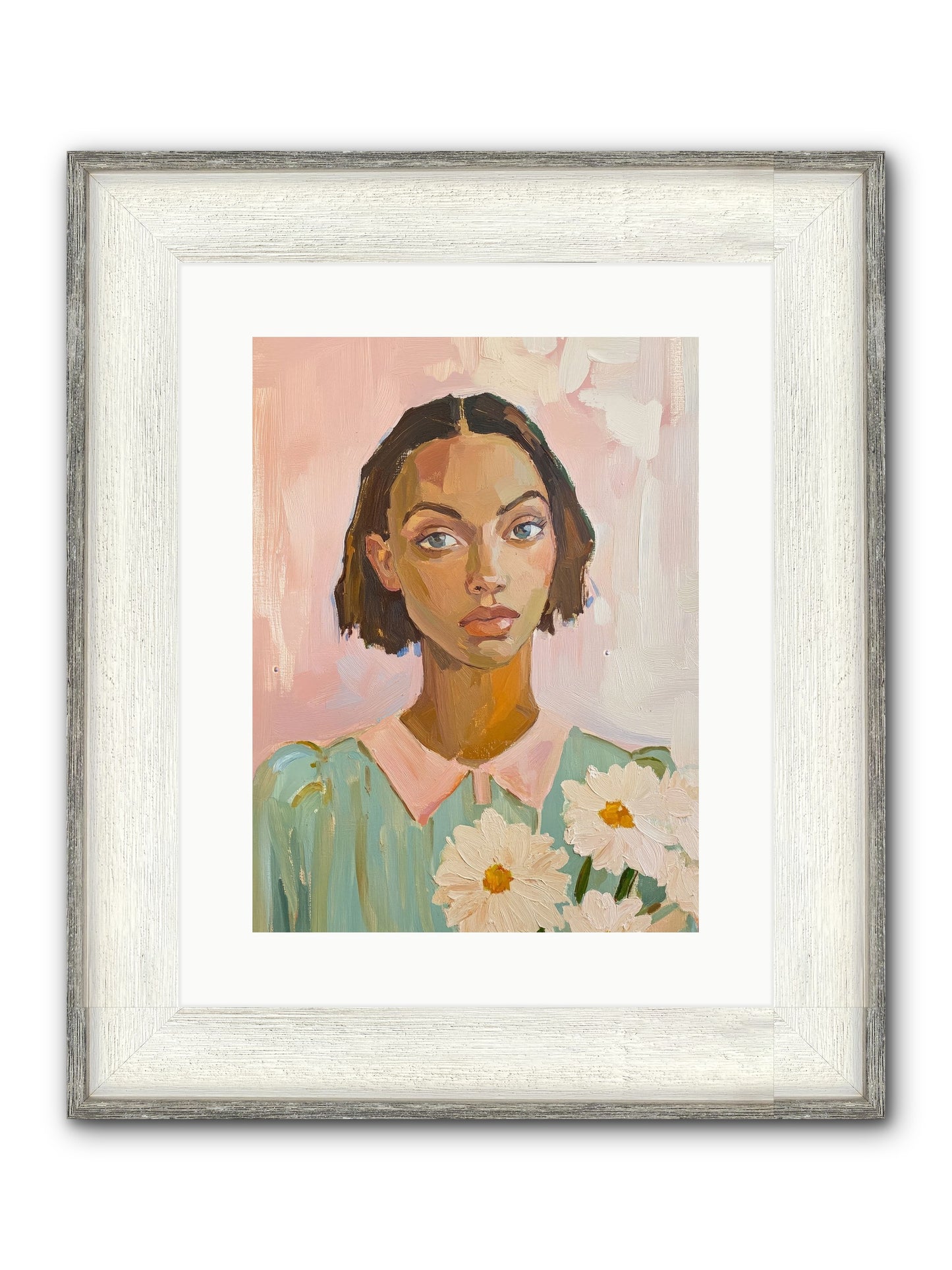 Summer's Portrait Framed Print - Driftwood White 12x16