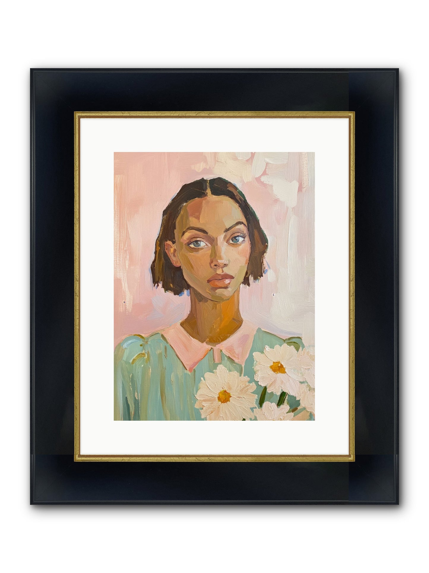 Summer's Portrait Framed Print - Wide Black w/Gold 12x16