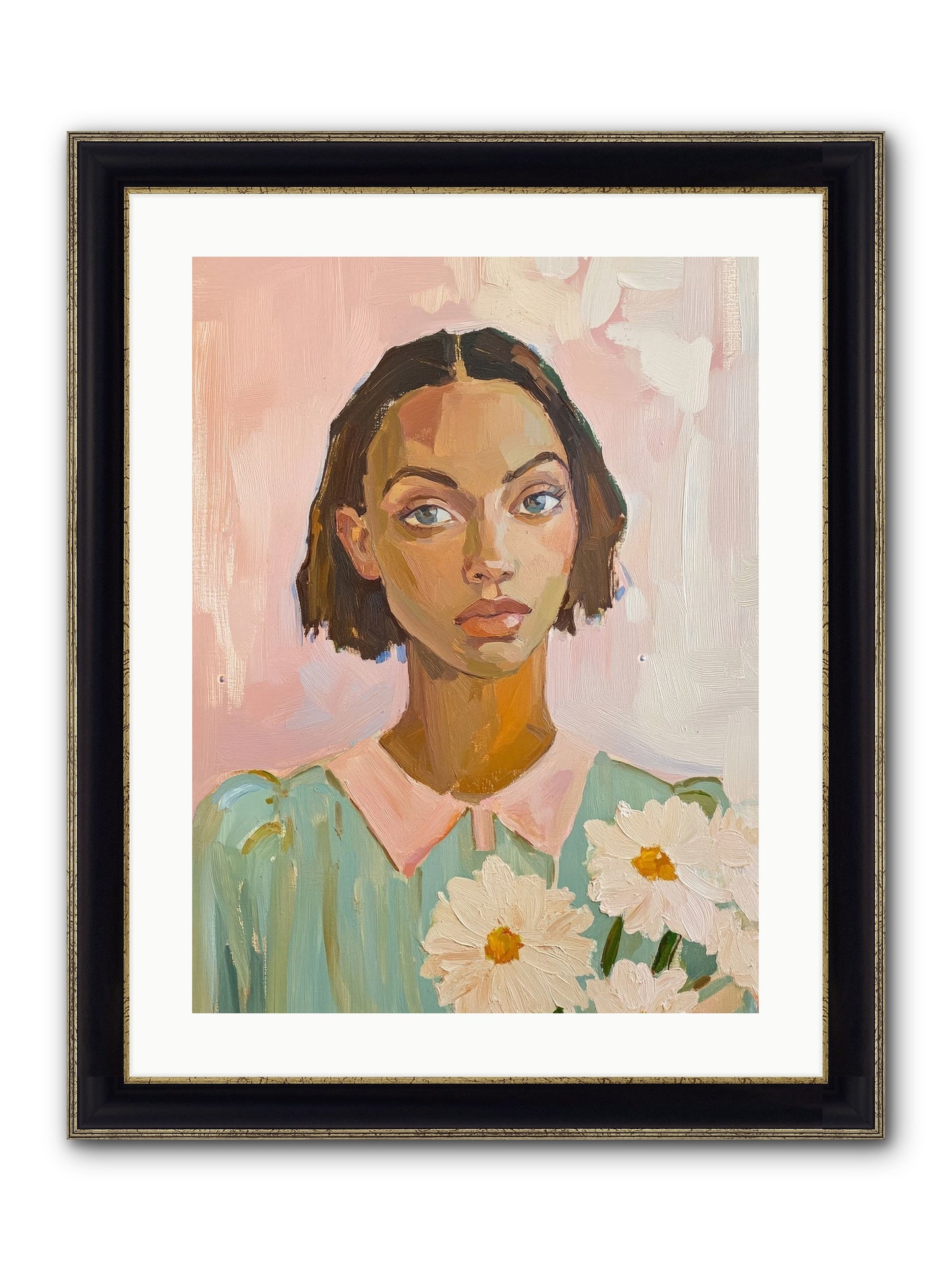 Summer's Portrait Framed Print - Black & Gold 18x24
