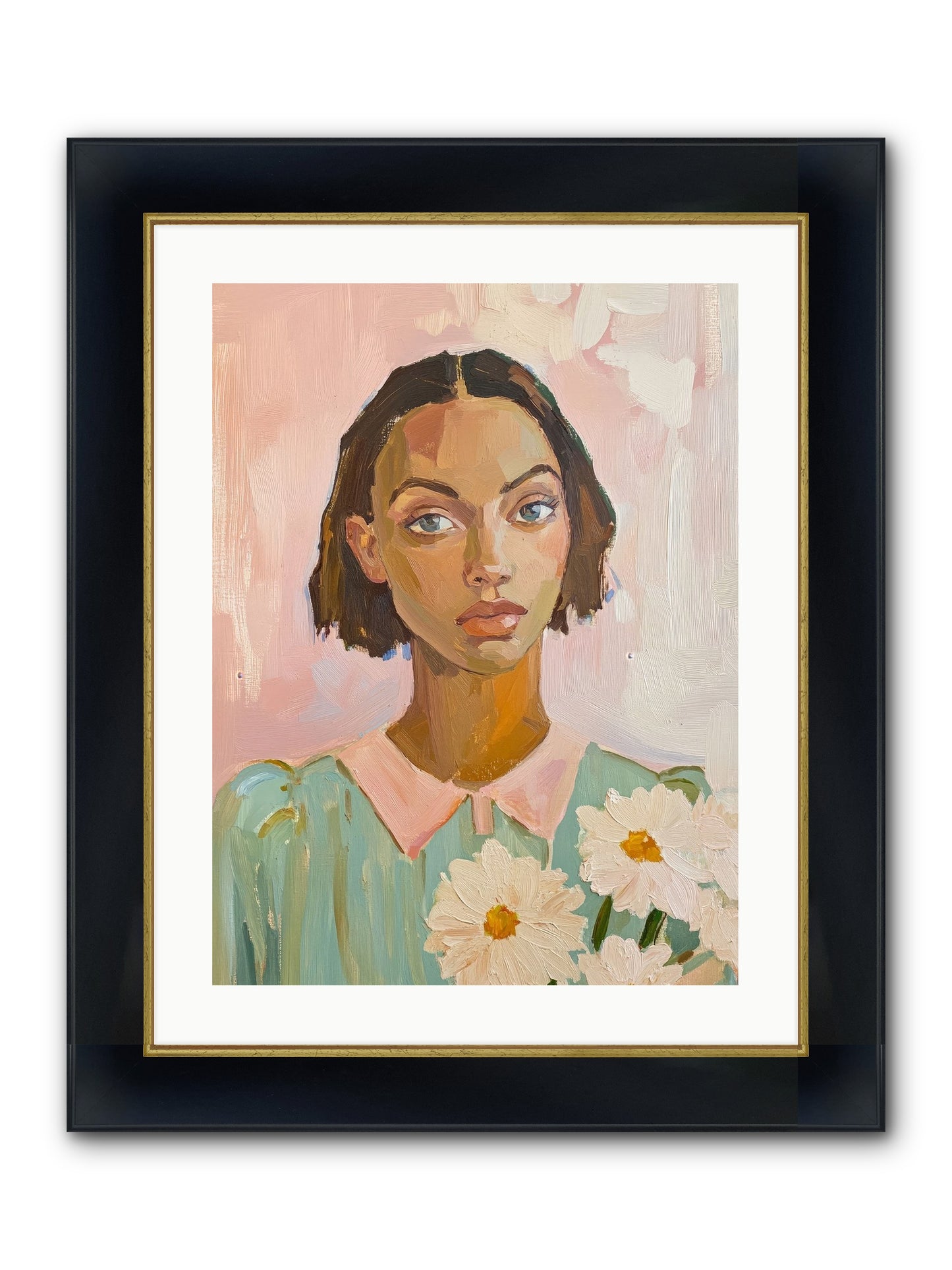 Summer's Portrait Framed Print - Wide Black w/Gold 18x24