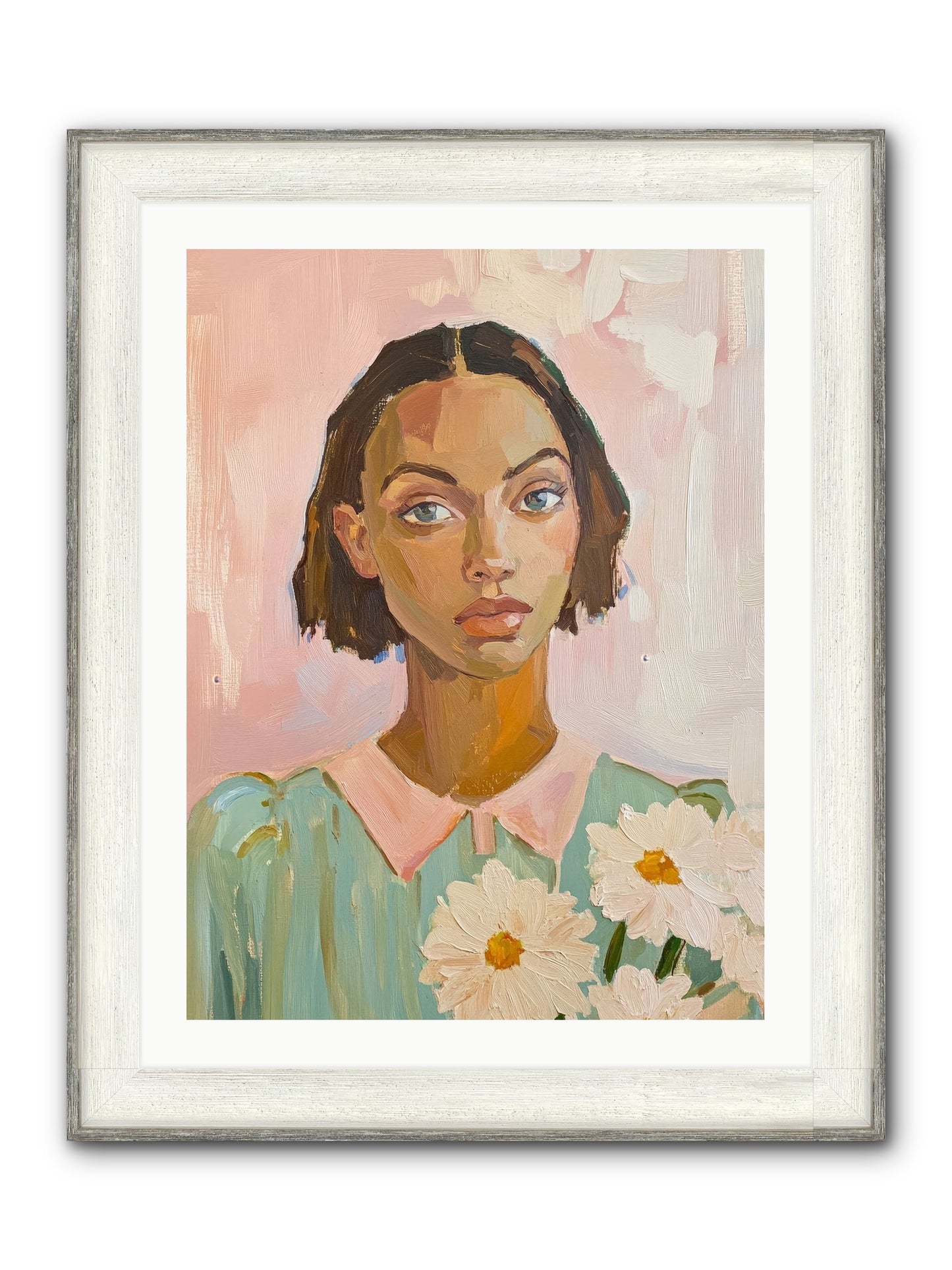 Summer's Portrait Framed Print - Driftwood White 24x32