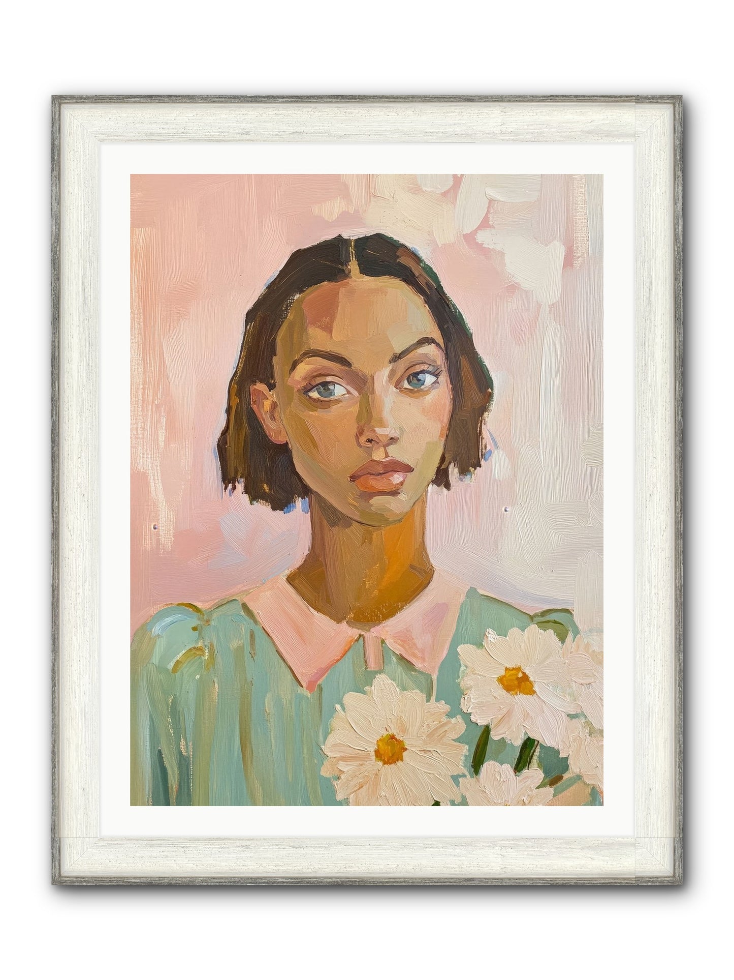Summer's Portrait Framed Print - Driftwood White 30x40