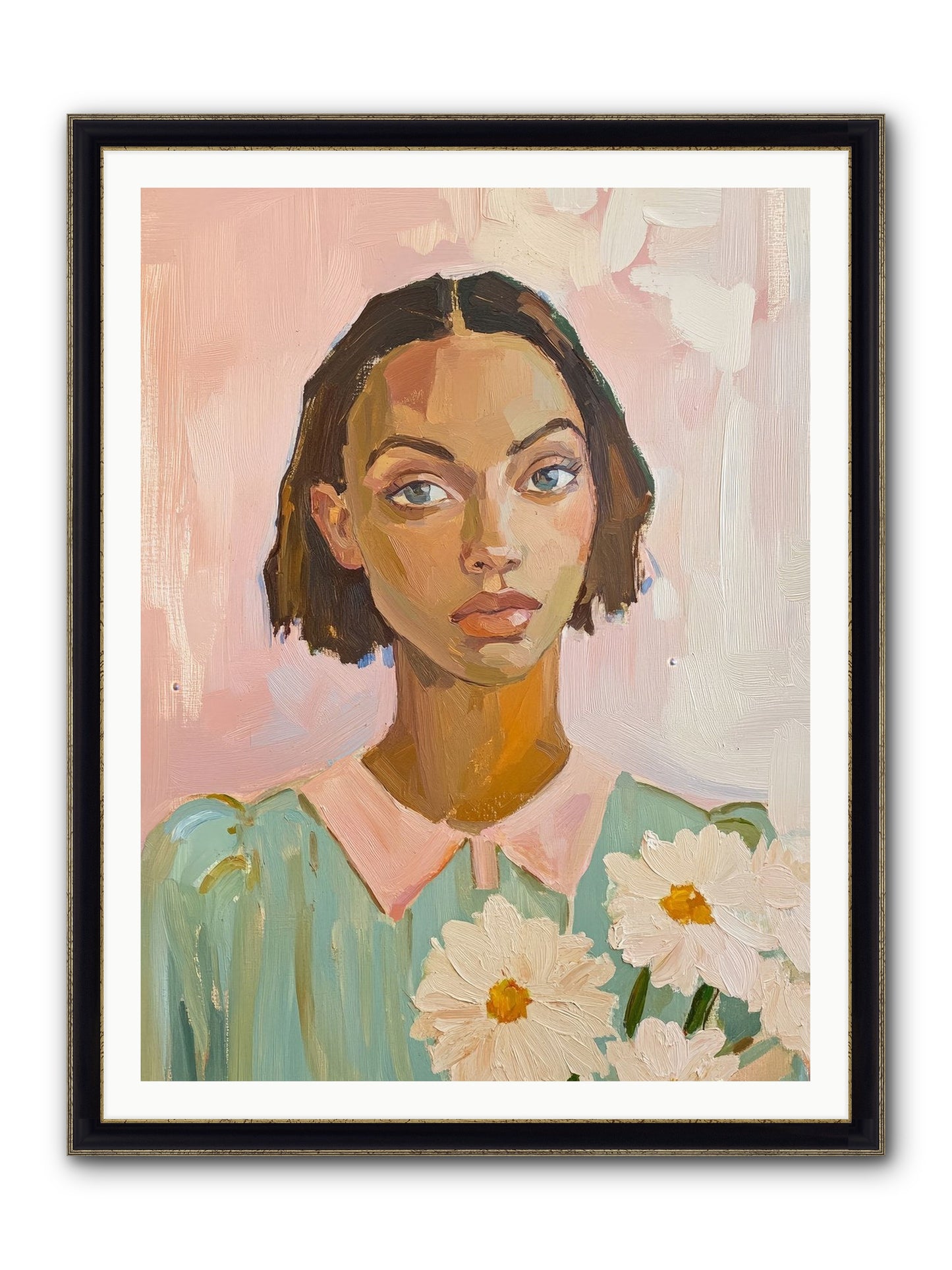 Summer's Portrait Framed Print - Black & Gold 36x48