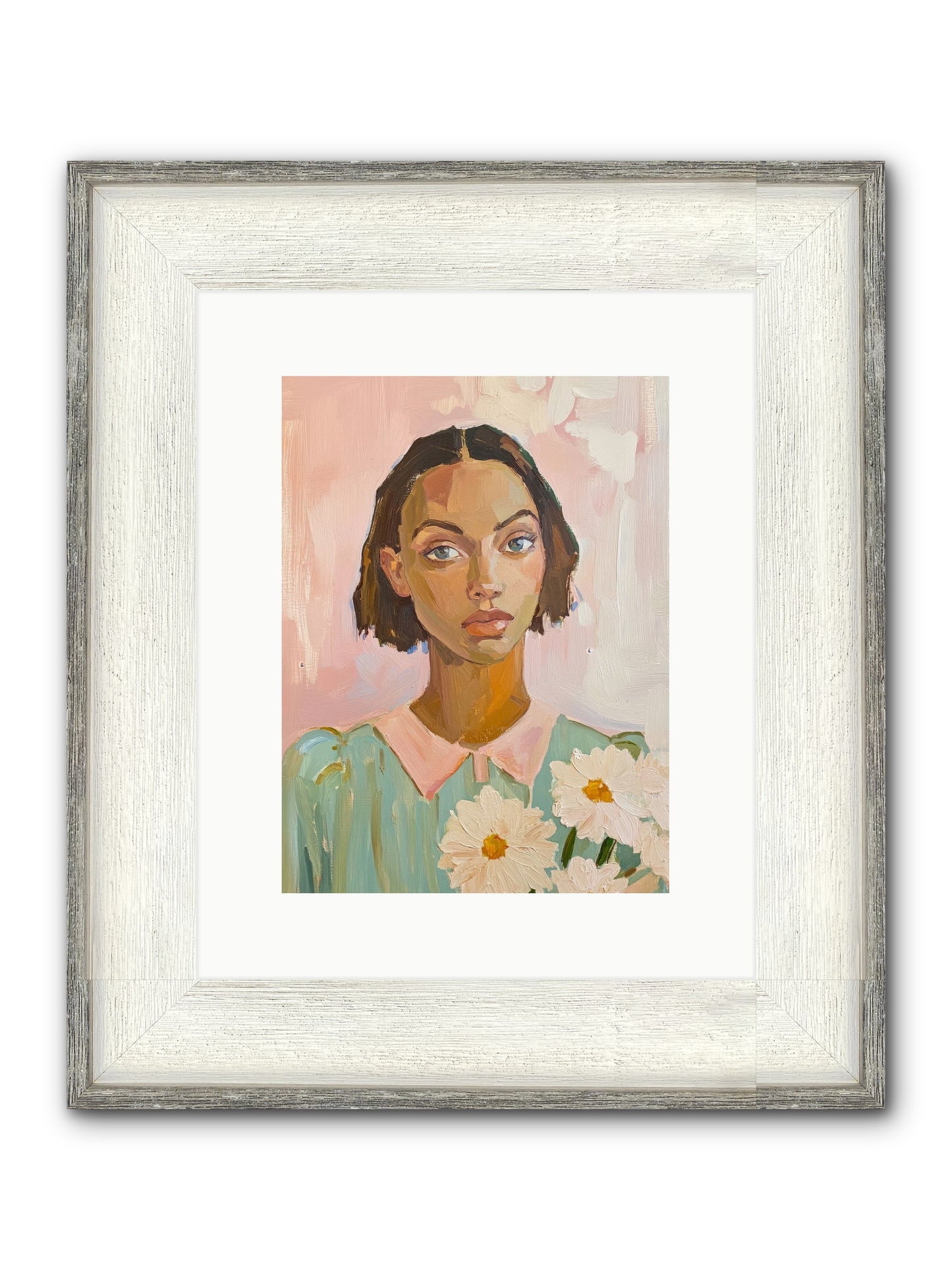 Summer's Portrait Framed Print - Driftwood White 9x12