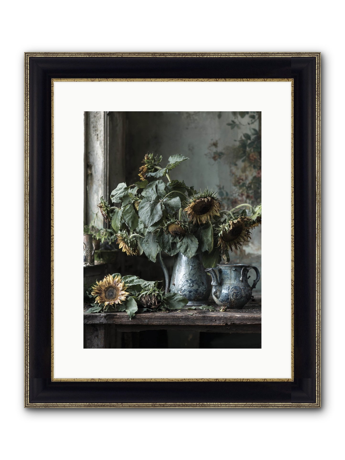 Summer's Swan Song Framed Print - Black & Gold 12x16
