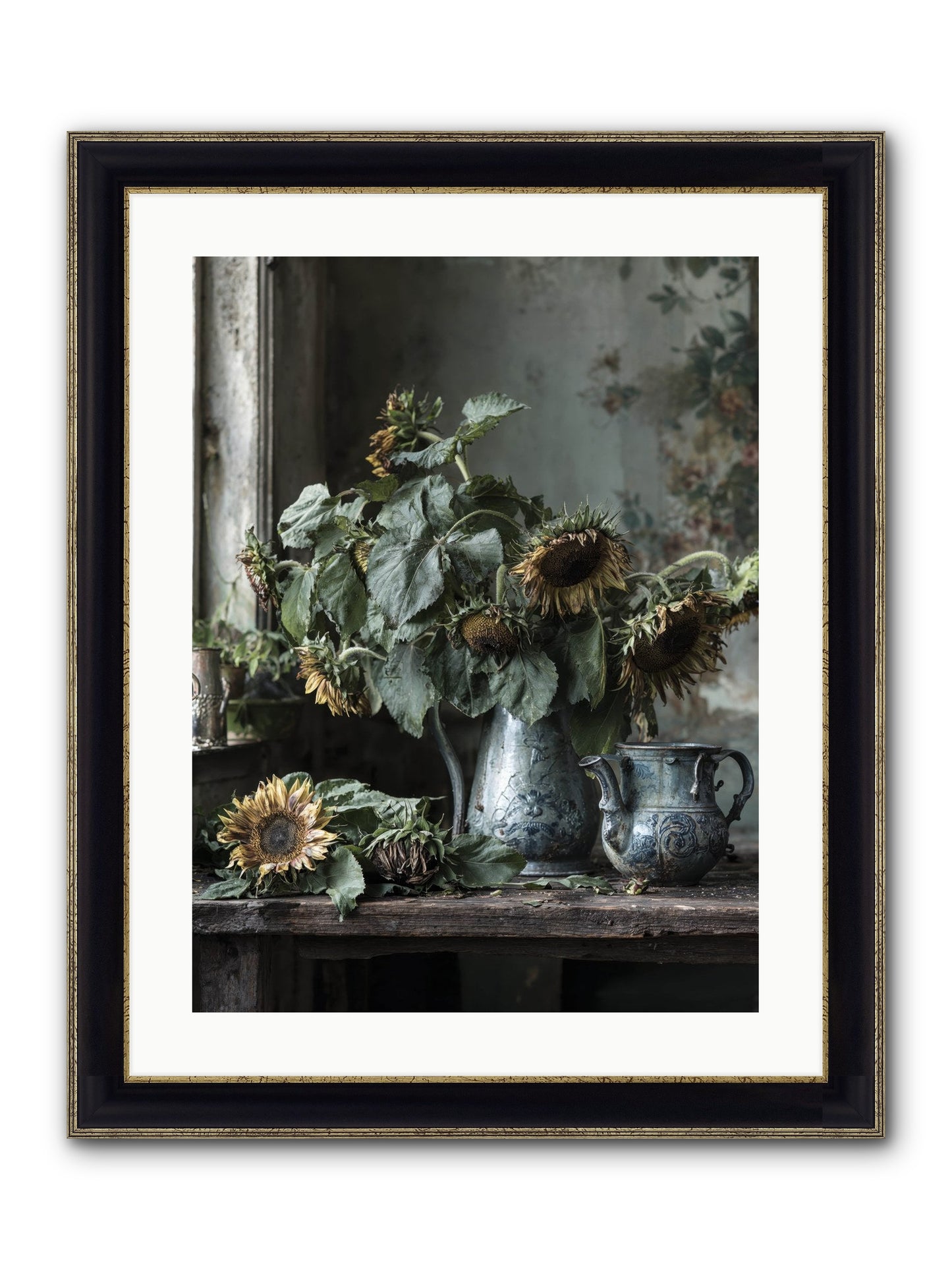 Summer's Swan Song Framed Print - Black & Gold 18x24