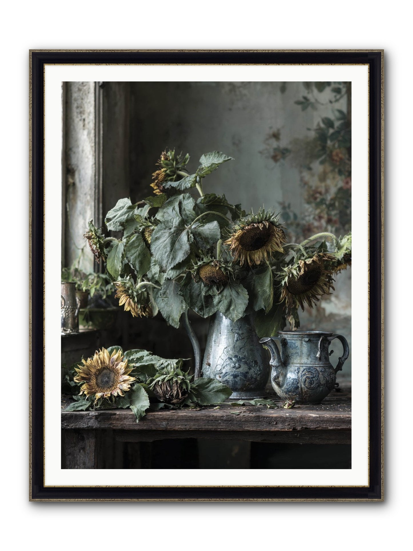 Summer's Swan Song Framed Print - Black & Gold 36x48