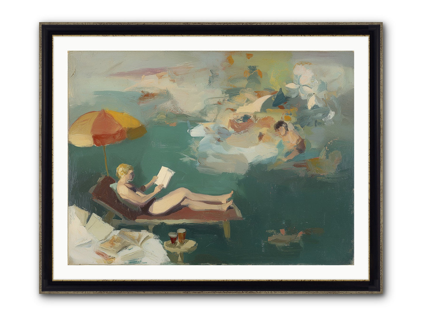 Summer's Sweet Surrender Framed Print - Black & Gold 40x30
