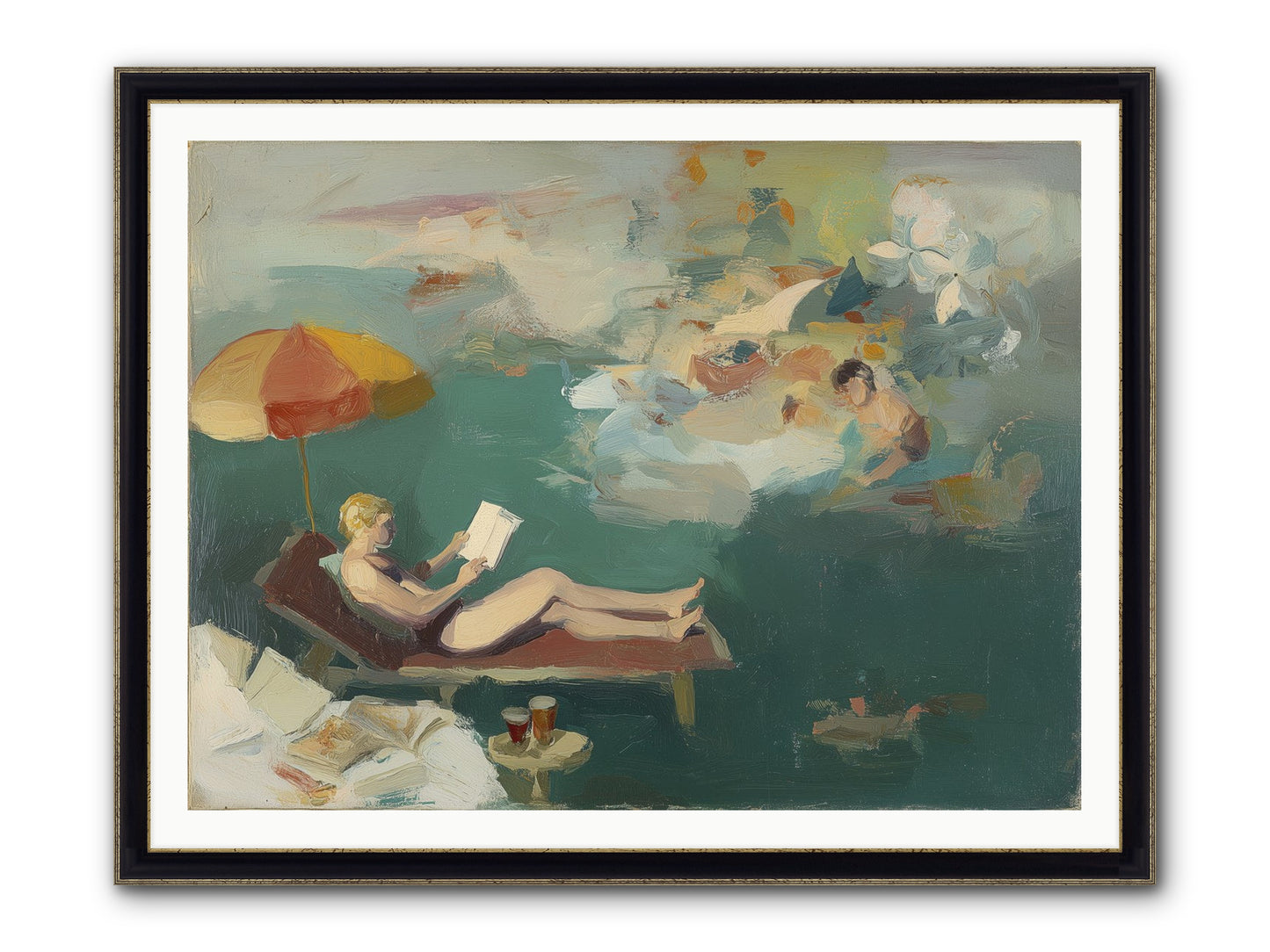 Summer's Sweet Surrender Framed Print - Black & Gold 48x36