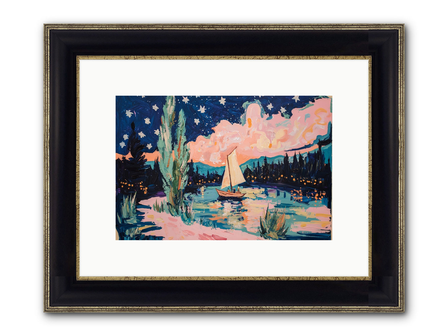 Summer Sails No. 1 Framed Print - Black & Gold 12x8