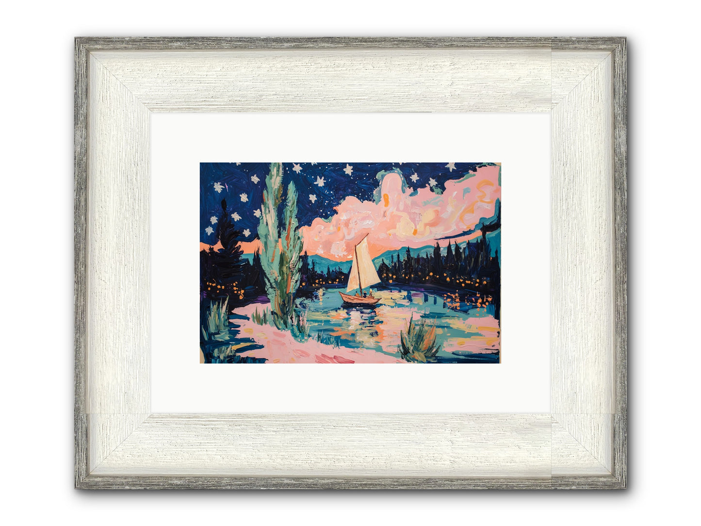 Summer Sails No. 1 Framed Print - Driftwood White 12x8