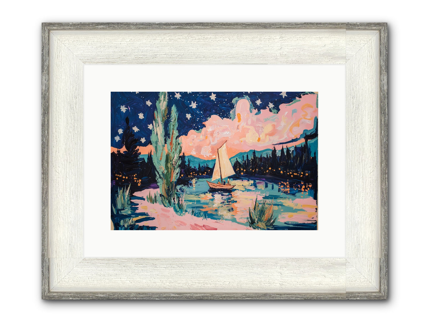 Summer Sails No. 1 Framed Print - Driftwood White 15x10
