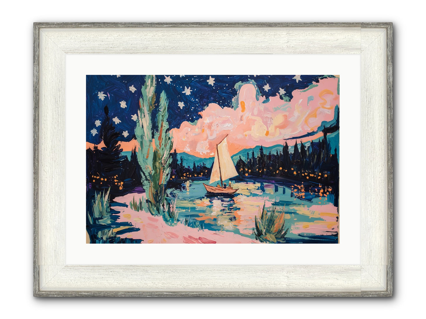 Summer Sails No. 1 Framed Print - Driftwood White 24x16